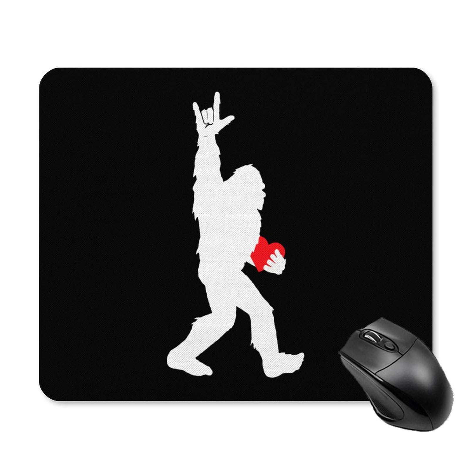 Bigfoot Holding Heart Funny Mouse Pad - Waterproof Non-Slip Gaming Mouse Mat (25x30cm) Desk Accessory for Office, Home & Gaming Setup