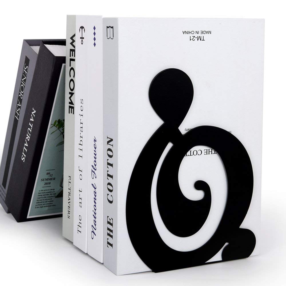 Decorative Metal Book Ends - Heavy Duty Book Holder for Shelves, Office & Home Decor - Perfect for Organizing Books, Magazines & Files