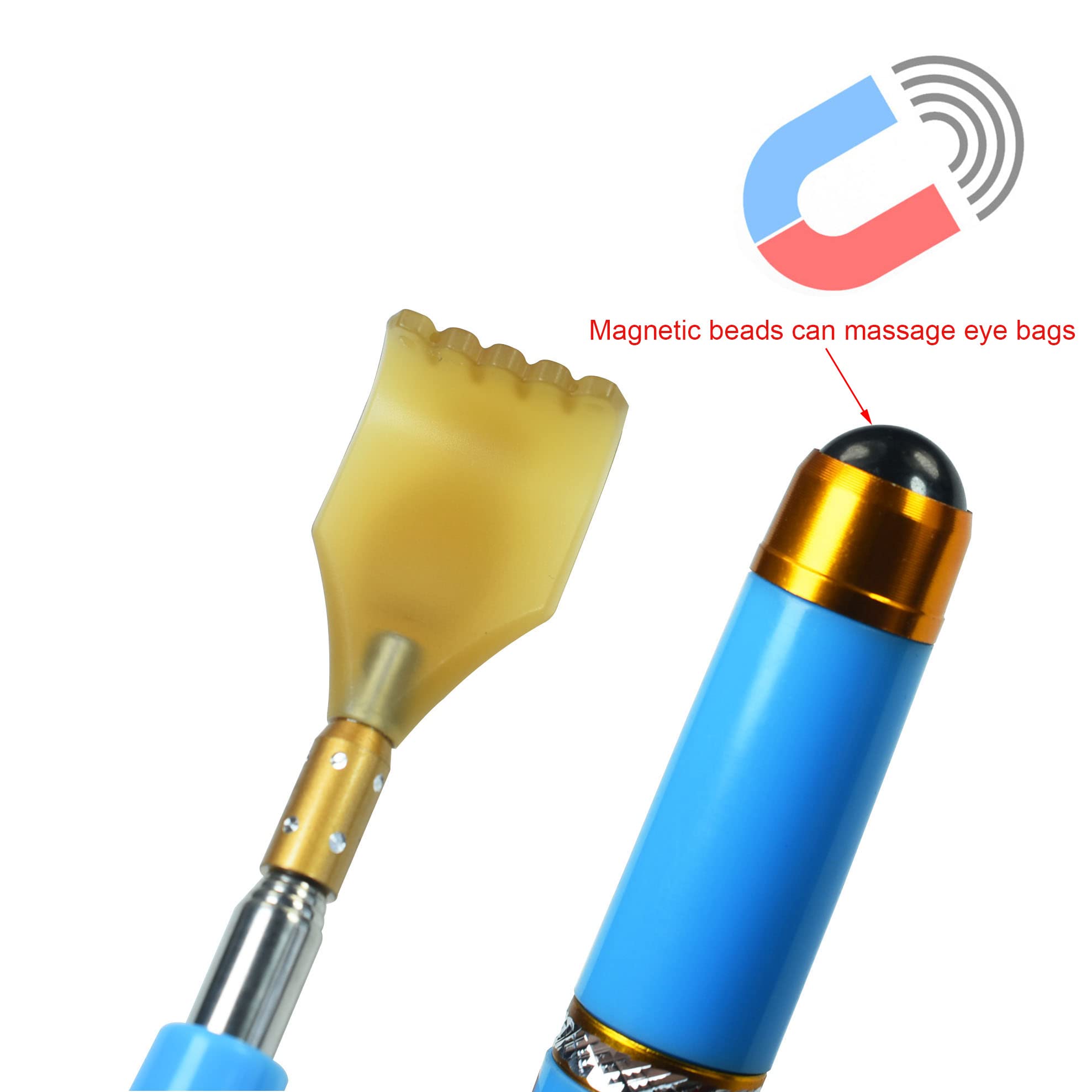 Extendable Telescopic Back Scratcher with Massage Beads - Portable Handheld Back Scratcher for Itch Relief & Acupressure Therapy - Magnetic Bead Massager for Shoulder, Neck & Back Pain Relief - Perfect for Home, Office & Travel Use (Blue)