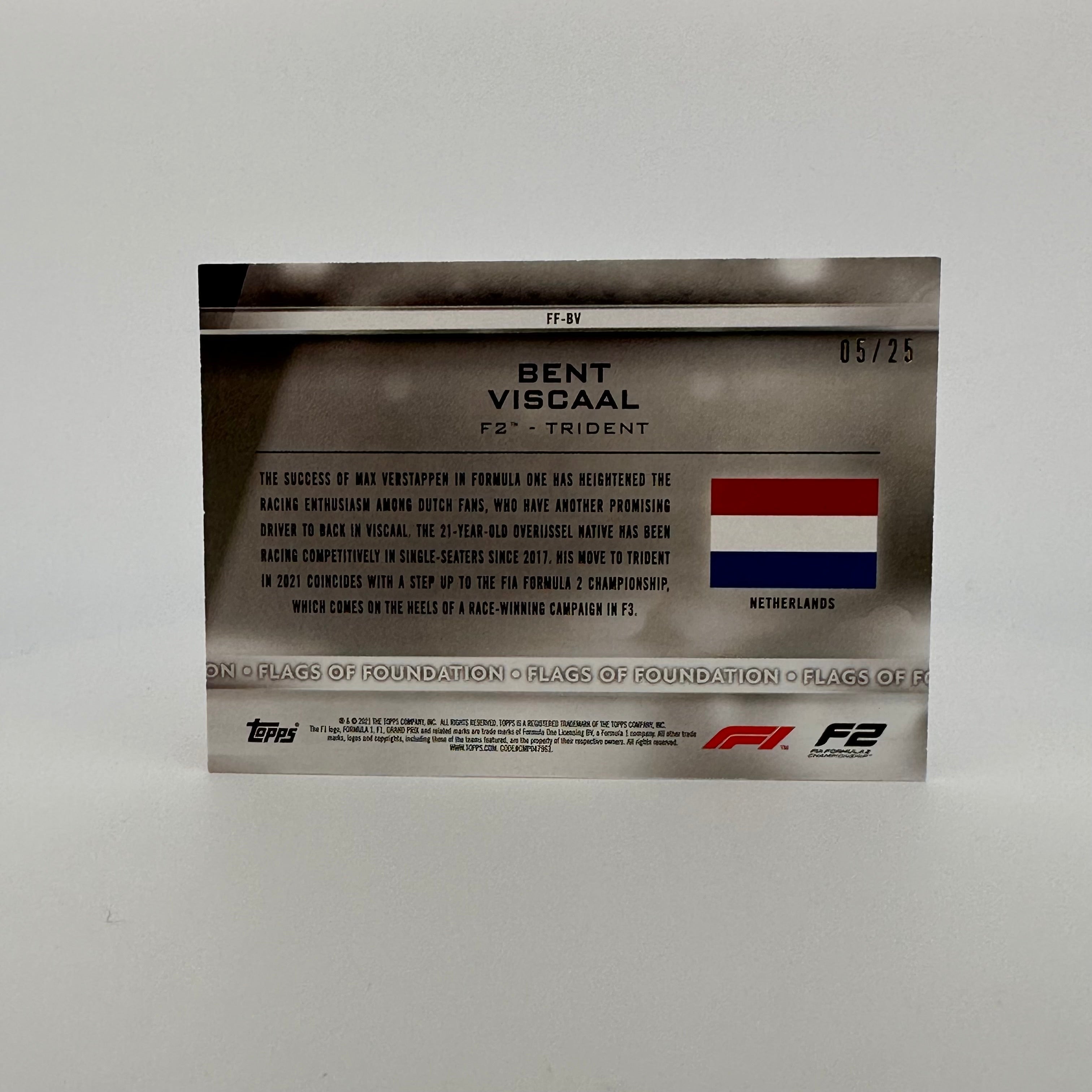 2021 Formula 1 Orange Bent Viscaal #FF BV 5/25 Flags of Foundation Collectible - Perfect for F1 Fans, Racing Enthusiasts & Memorabilia Collectors
