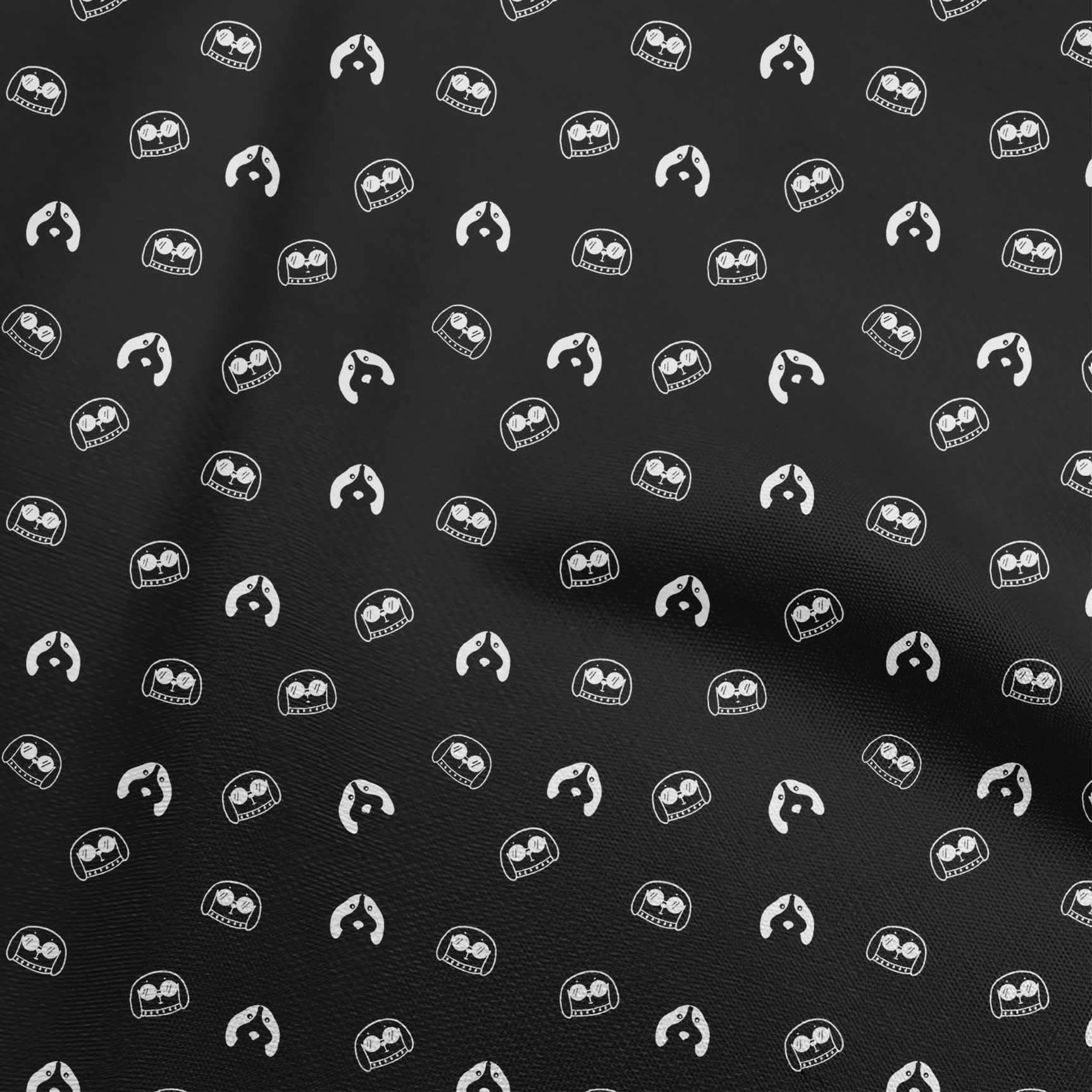 oneOone Cotton Poplin Twill Black Fabric with Retro Dog Faces Print - 56 Inch Wide Dress Material by The Yard | Perfect for DIY Dresses, Quilting & Home Decor Projects