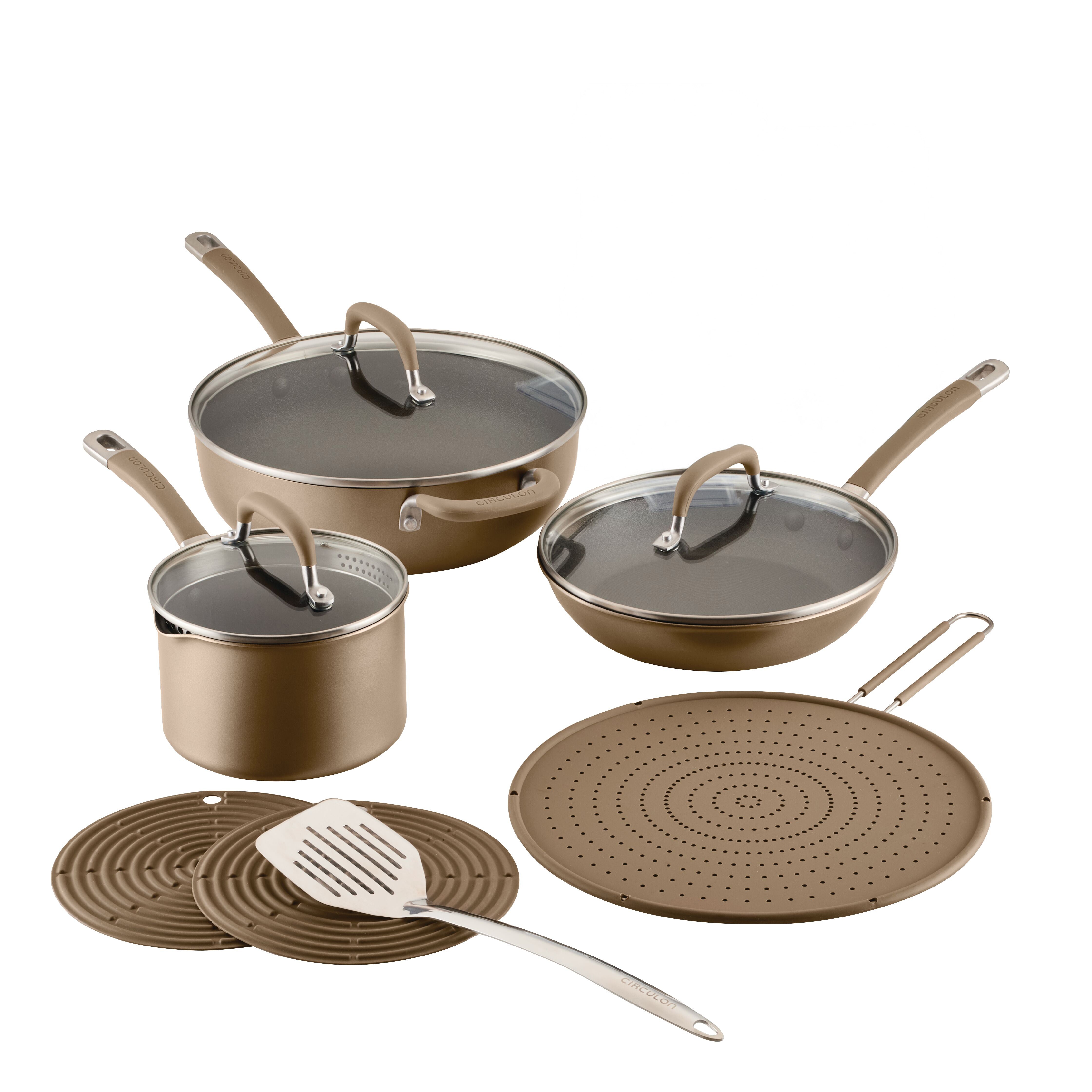 10-Piece Nonstick Cookware Set - Scratch Resistant, Dishwasher Safe for Easy Cleaning | Perfect for Frying, Boiling, and Everyday Cooking