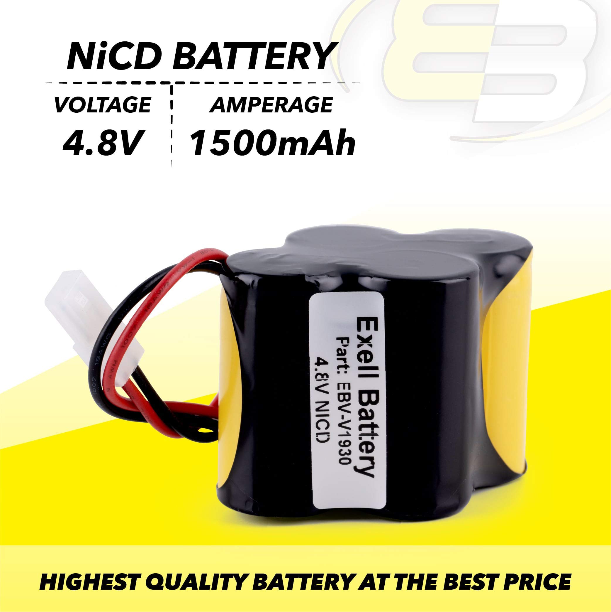 Exell Battery EBV-V1930 4.8V Replacement Vacuum Battery - Compatible with Shark V1700Z & V1930, Euro Pro X1725QN - Perfect for Cordless Cleaning, Home Maintenance & Pet Hair Removal