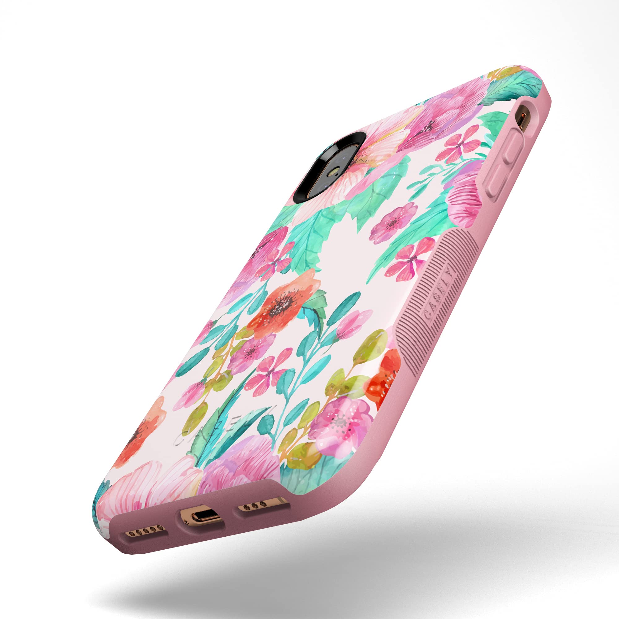 Casely iPhone X/XS Case - Light Pink Floral Design Protective Phone Cover for Women | Slim Fit, Shockproof & Scratch Resistant | Perfect for Everyday Use, Travel & Outdoor Activities