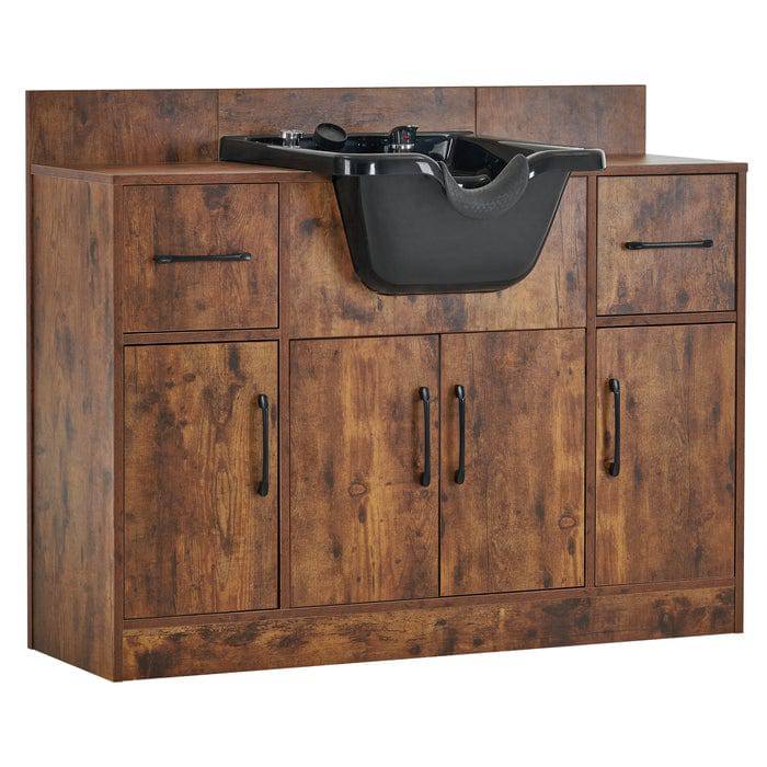 Alexander 3-in-1 Salon Shampoo Station - Professional Styling Station with Shampoo Bowl & Storage Cabinet for Hair Salons & Home Use