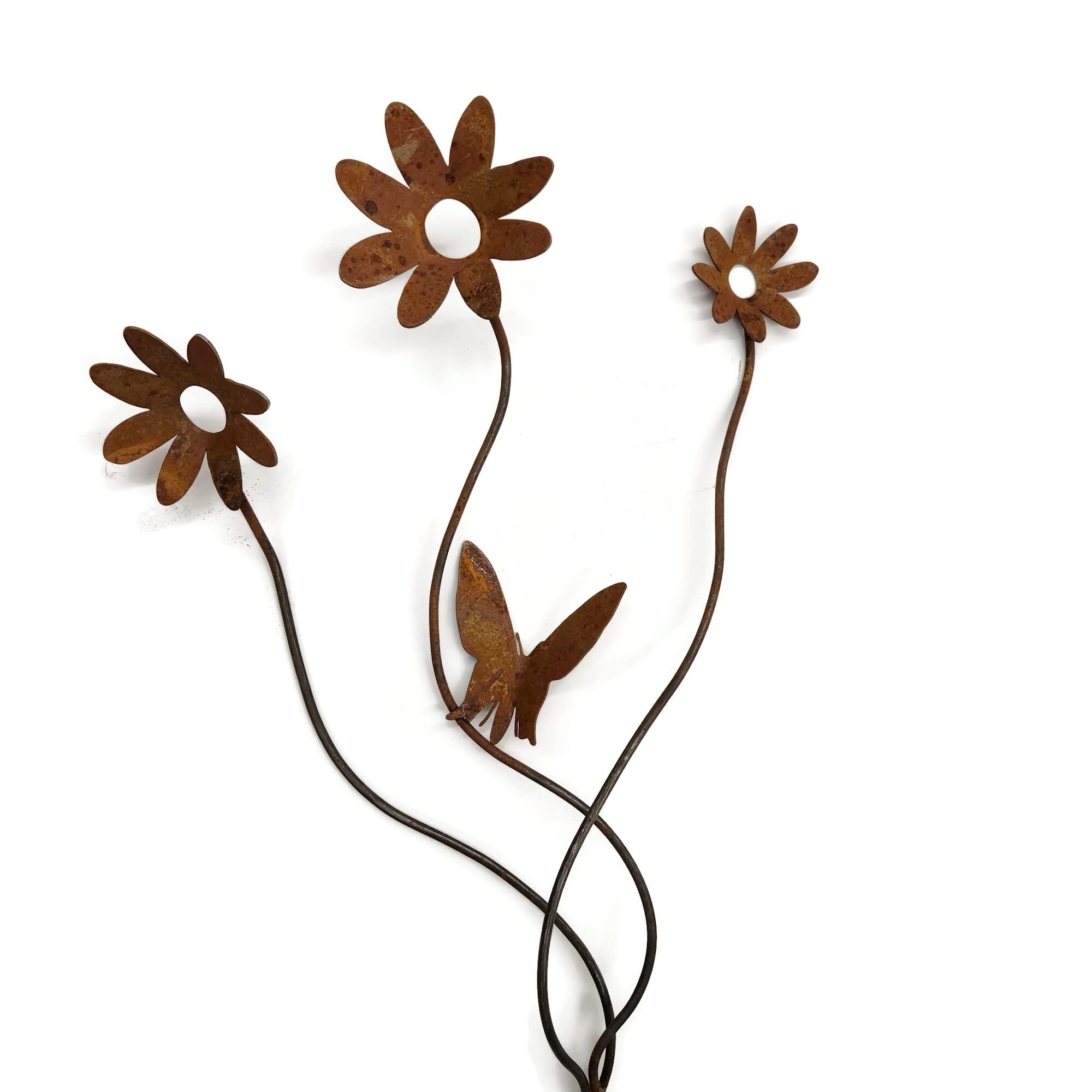 Rustic Metal Flower Stakes for Garden Decor - 9.5