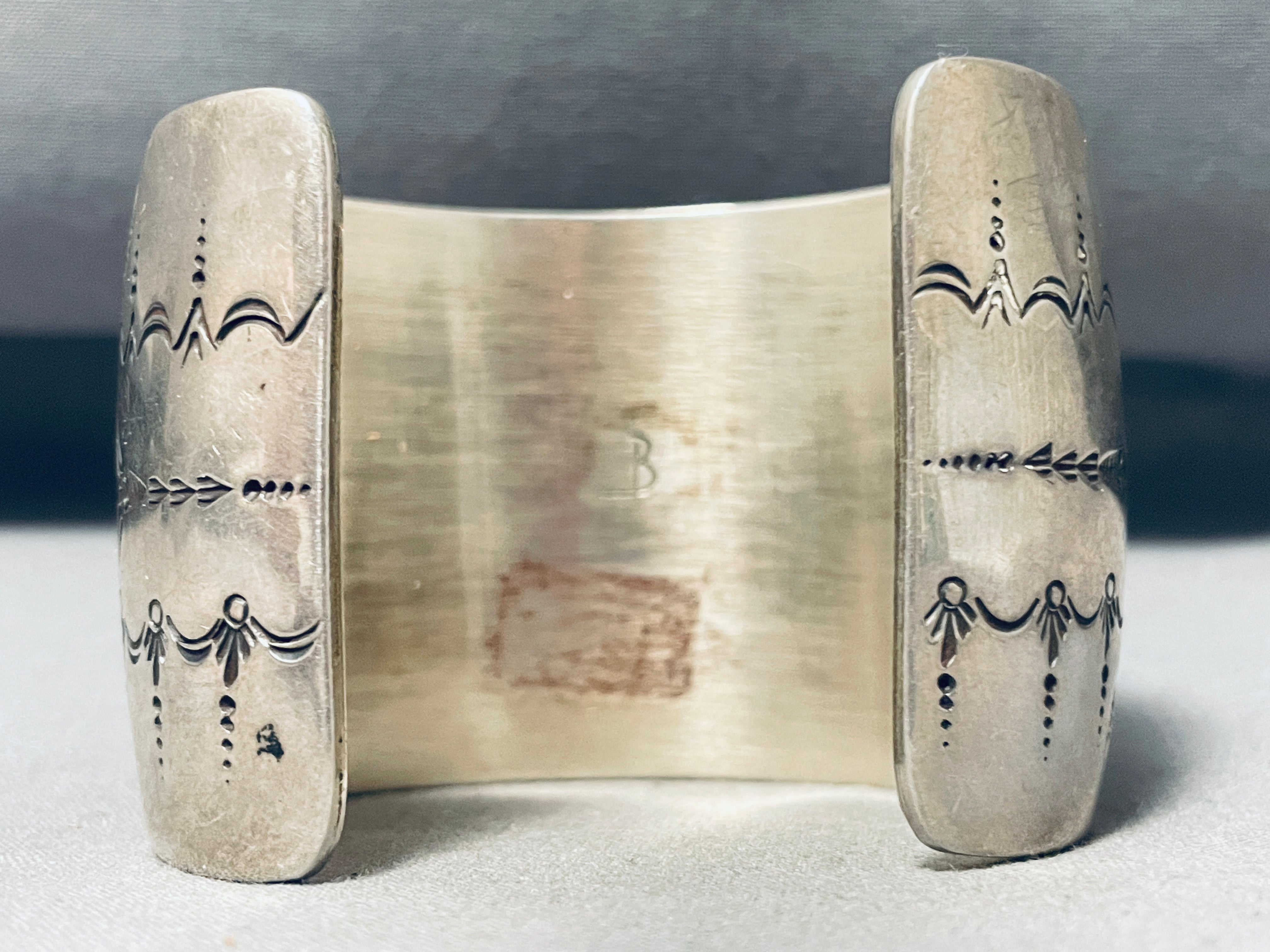 121 Gram Authentic Vintage Navajo Sterling Silver Bracelet with Geometric Water Design - Handmade Native American Jewelry for Women, Perfect for Boho Fashion & Special Occasions