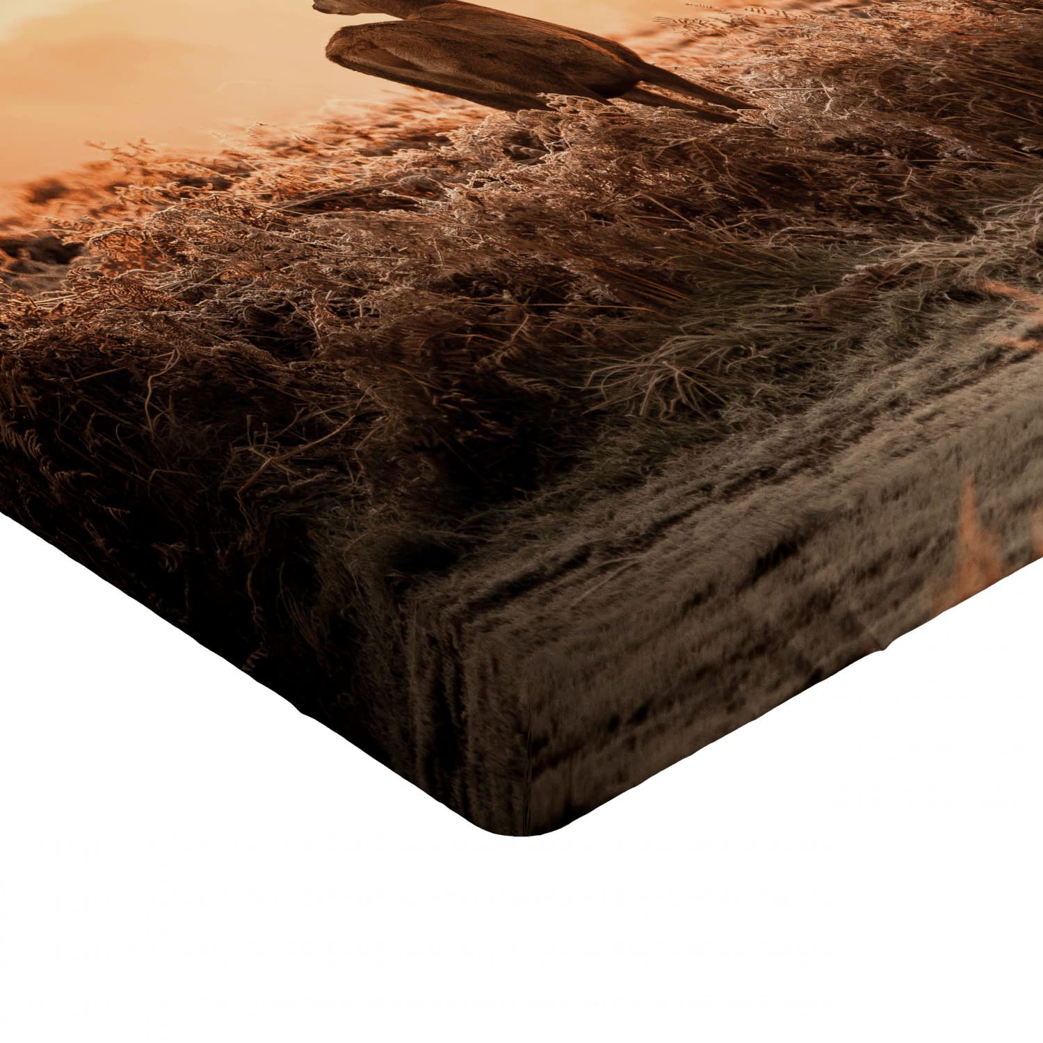 Ambesonne Hunting Fitted Sheet - Red Deer in Morning Sun Wilderness Nature Scenery, Deep Pocket Elastic Bed Cover for Twin Size, Brown Orange - Perfect for Cabin, Lodge, Hunting Retreat & Outdoor-Themed Bedrooms