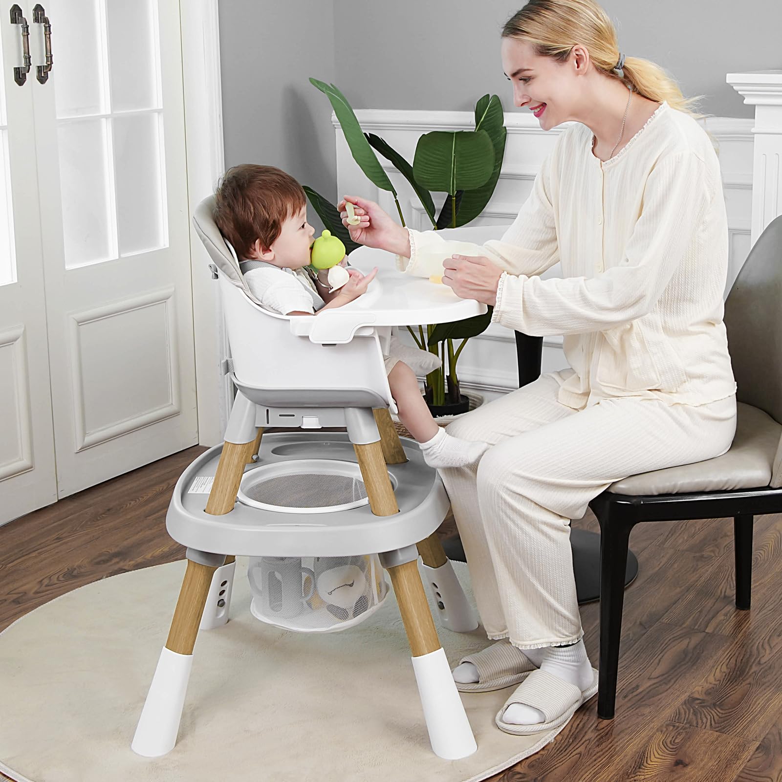 15-in-1 Convertible Baby High Chair for Toddlers 6-72 Months | Adjustable Height & Easy Clean Feeding Chair | Safe & Comfortable for Home, Restaurant & Travel (Grey)