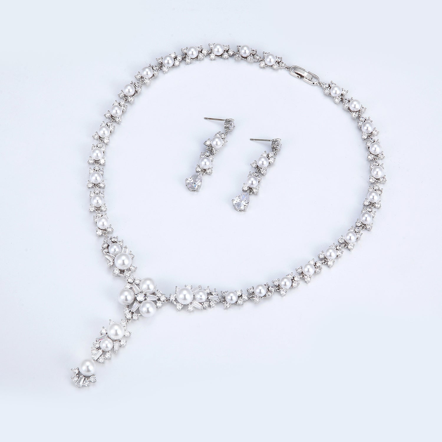 Elegant Cubic Zirconia Bridal Jewelry Set - Necklace & Earrings for Weddings, Engagements & Formal Events | CN10239