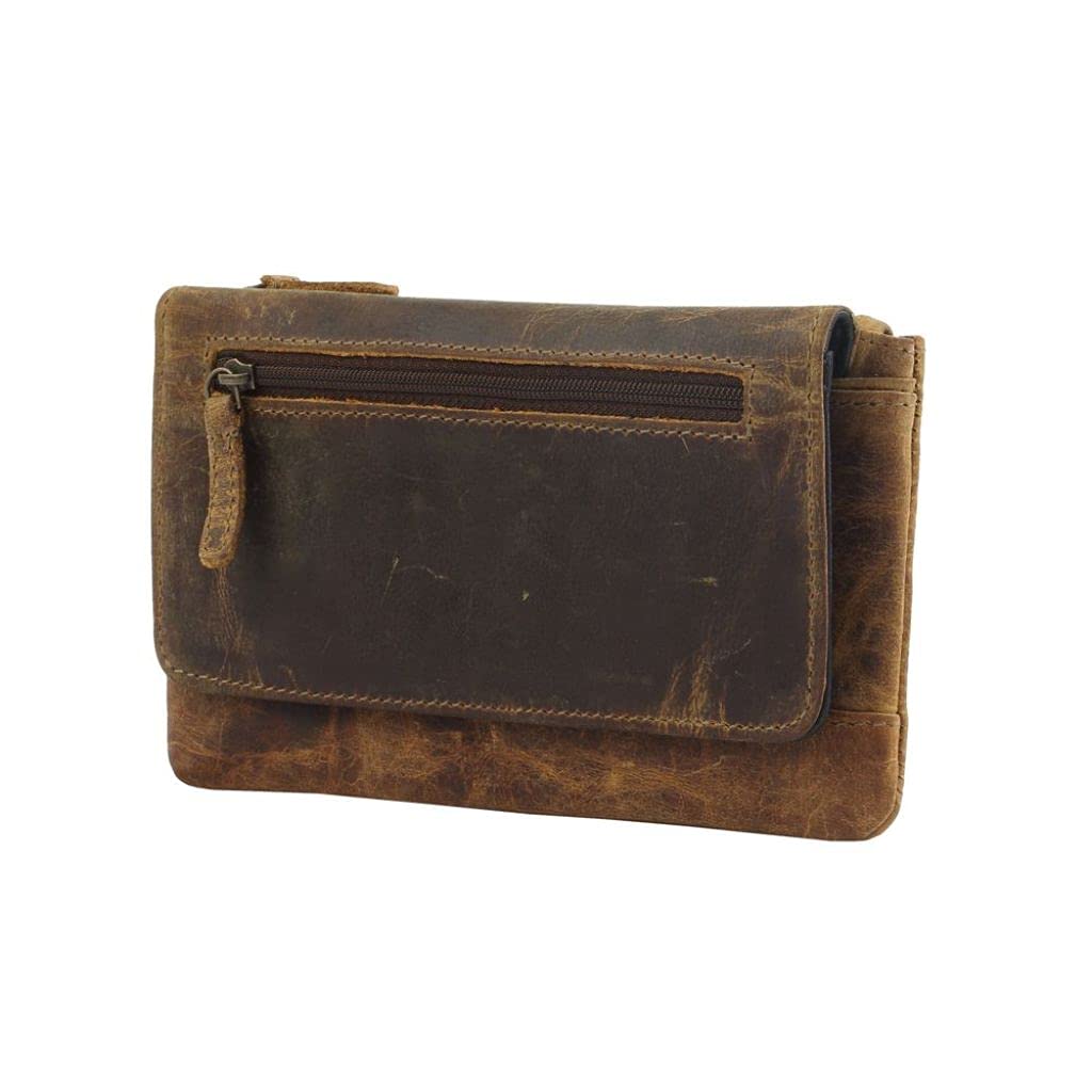 Myra Bag Oak Fire Leather And Cowhide Wallet Upcycled Leather S-2716 - Stylish and Durable for Everyday Use and Travel