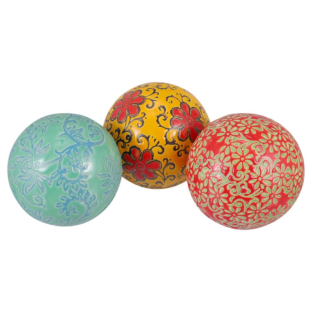 BESPORTBLE 3-Piece Ceramic Decorative Ball Set - Blue and White Stepping Stones, Floating Pool Orbs, Home & Garden Decor for Oriental Style, Moss Gardens, and Bookshelf Displays