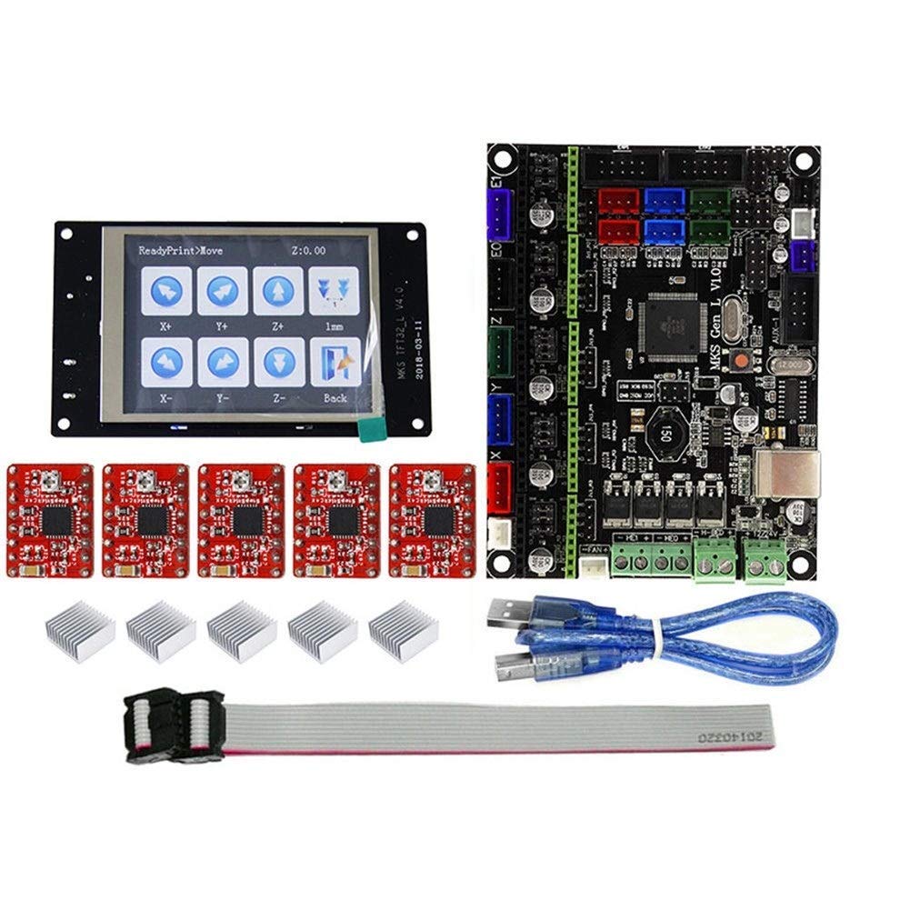 MKS GEN L 3D Printer Mainboard Kit with TFT32 Full Color LCD Touch Screen & 5Pcs A4988 Drivers - High Performance Controller Board for 3D Printing, CNC Machines, and DIY Projects - Perfect for Makerbot, Creality, and Anet 3D Printers