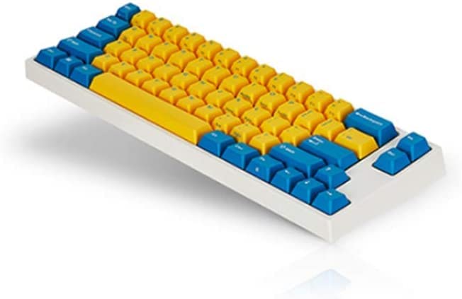 Leopold FC660M PD Mechanical Keyboard - Swedish Style White & Blue PBT Keycaps, 66 Keys with Cherry MX Blue Switches | Compact Design for Office & Gaming Use