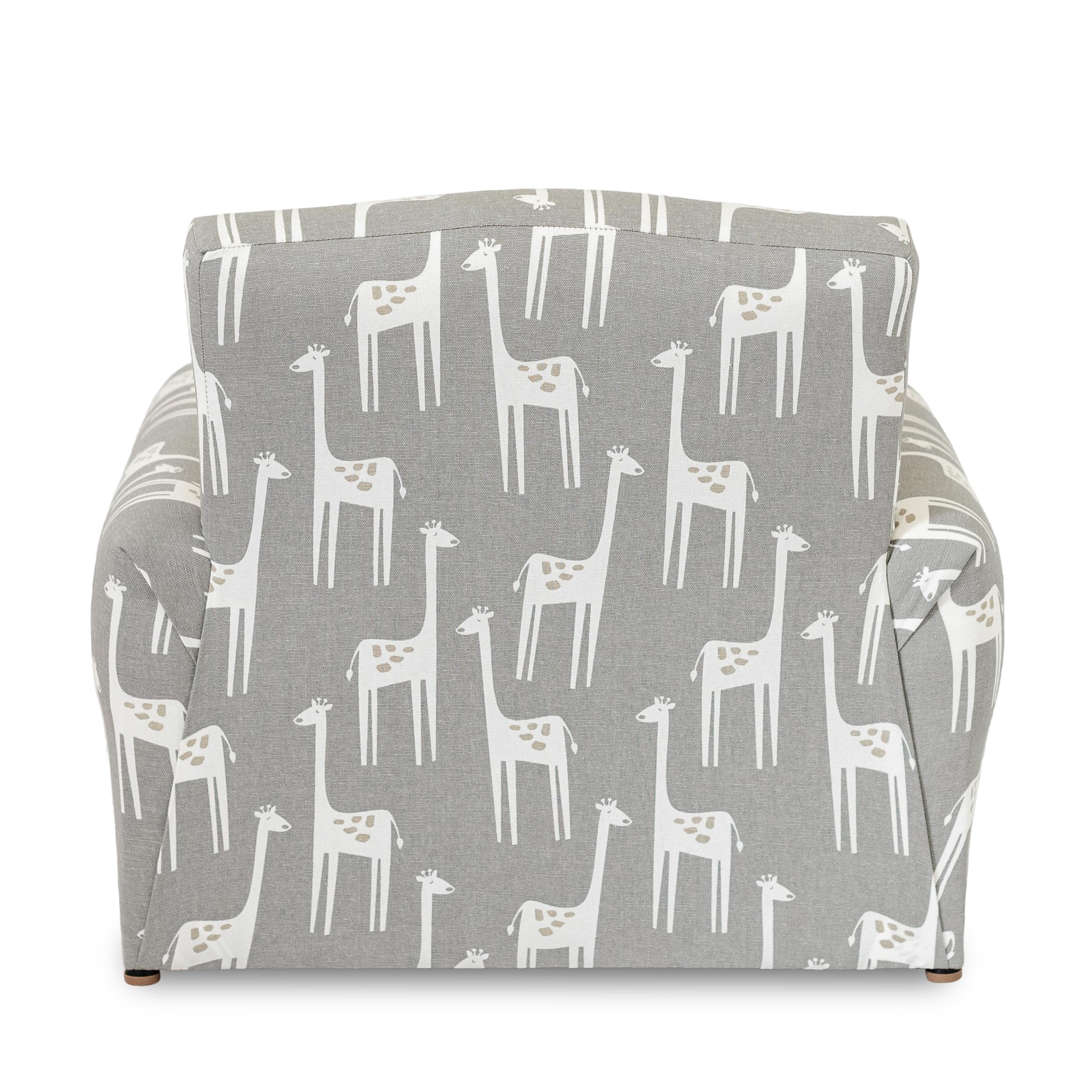 Personalized Kids Rocking Chair with Name - Grey Giraffes Print Upholstered Toddler Armchair | Comfortable Nursery Seating for Playroom, Bedroom & Reading Nook
