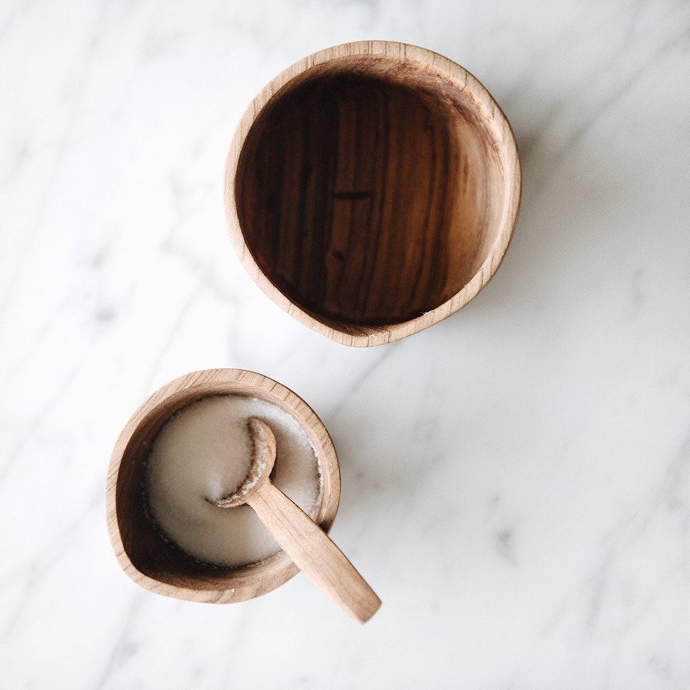 Premium Wild Olive Wood Cream and Sugar Set - Handcrafted Rustic Coffee Accessories for Home, Kitchen, or Cafe Use