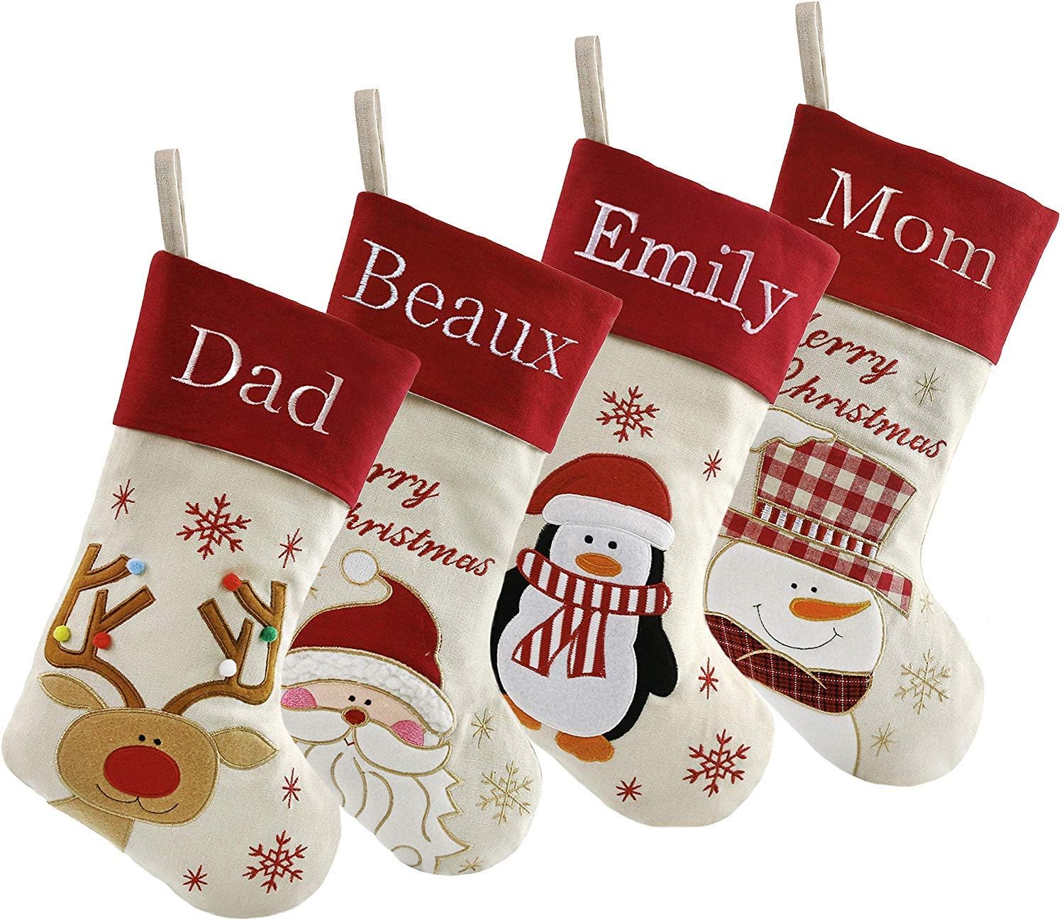 DearSun Set of 4 Personalized Christmas Stockings - 18