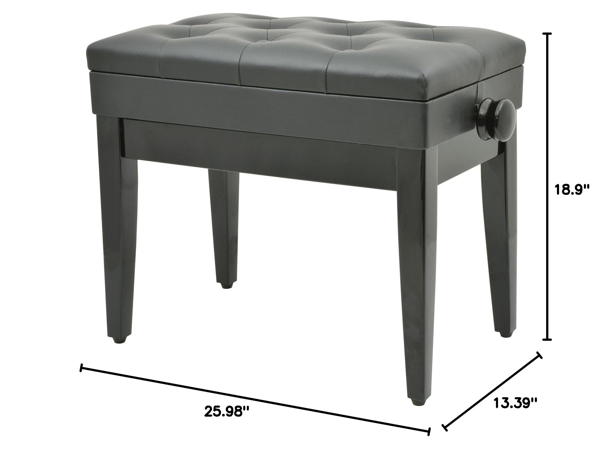 Black Adjustable Piano Bench with Storage - Comfortable & Durable Keyboard Seat for Home, Studio & Music Practice