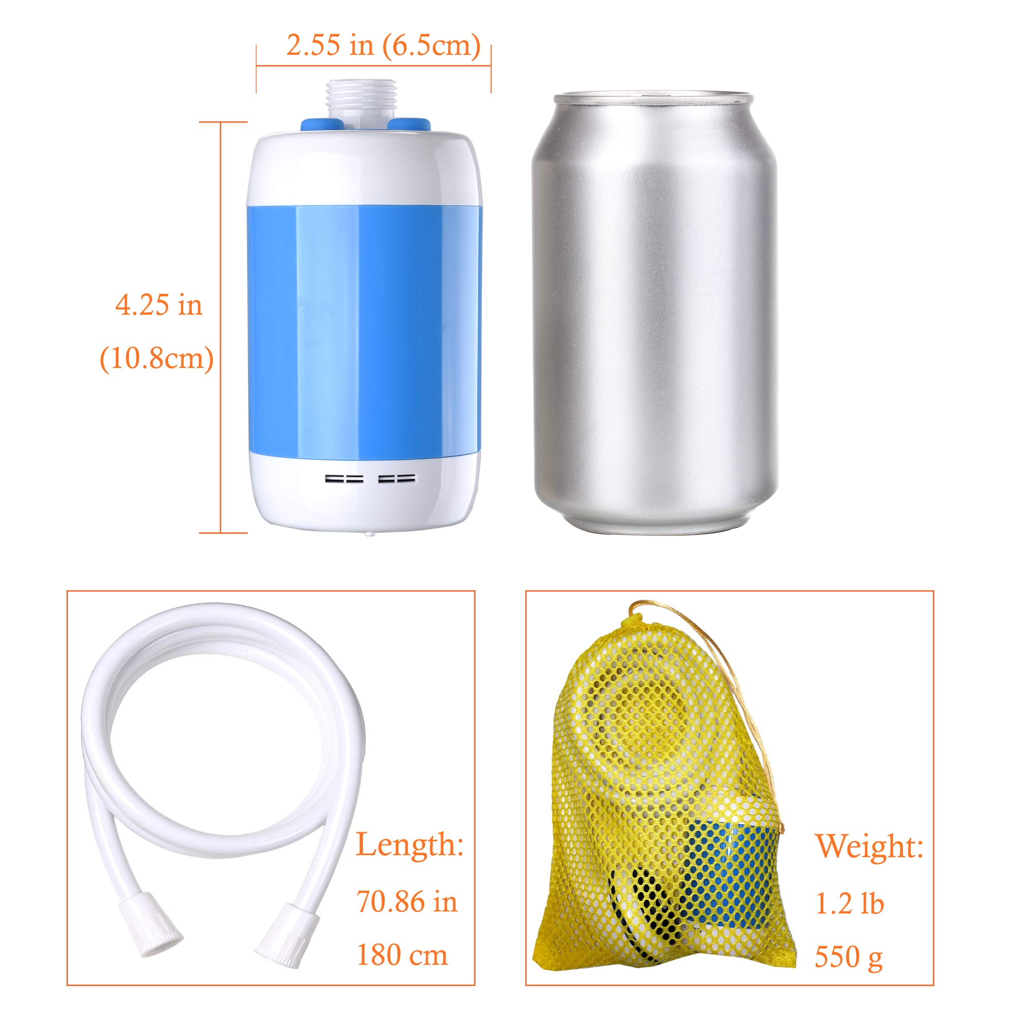 Portable Rechargeable Camp Shower - Iron Hammer Outdoor Shower for Camping, Hiking, Beach & Pet Washing | Battery-Powered Water Pump for RVs, Travel & Emergency Use