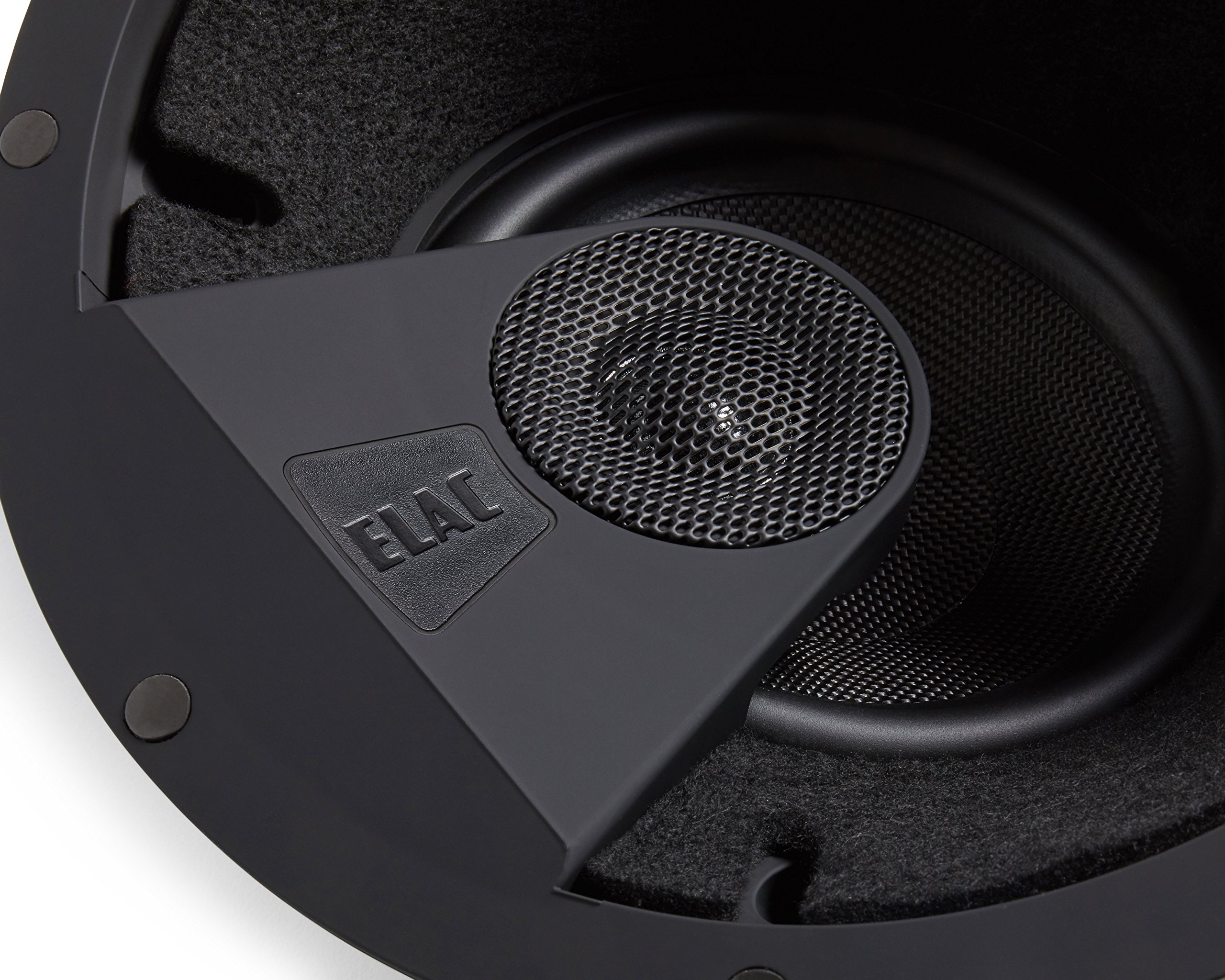 ELAC Debut IC-DT61-W In-Ceiling Home Theater Speaker - High Performance Custom Audio System for Dolby Atmos (Pair, Black) - Perfect for Home Theater, Living Room & Basement Entertainment Setup
