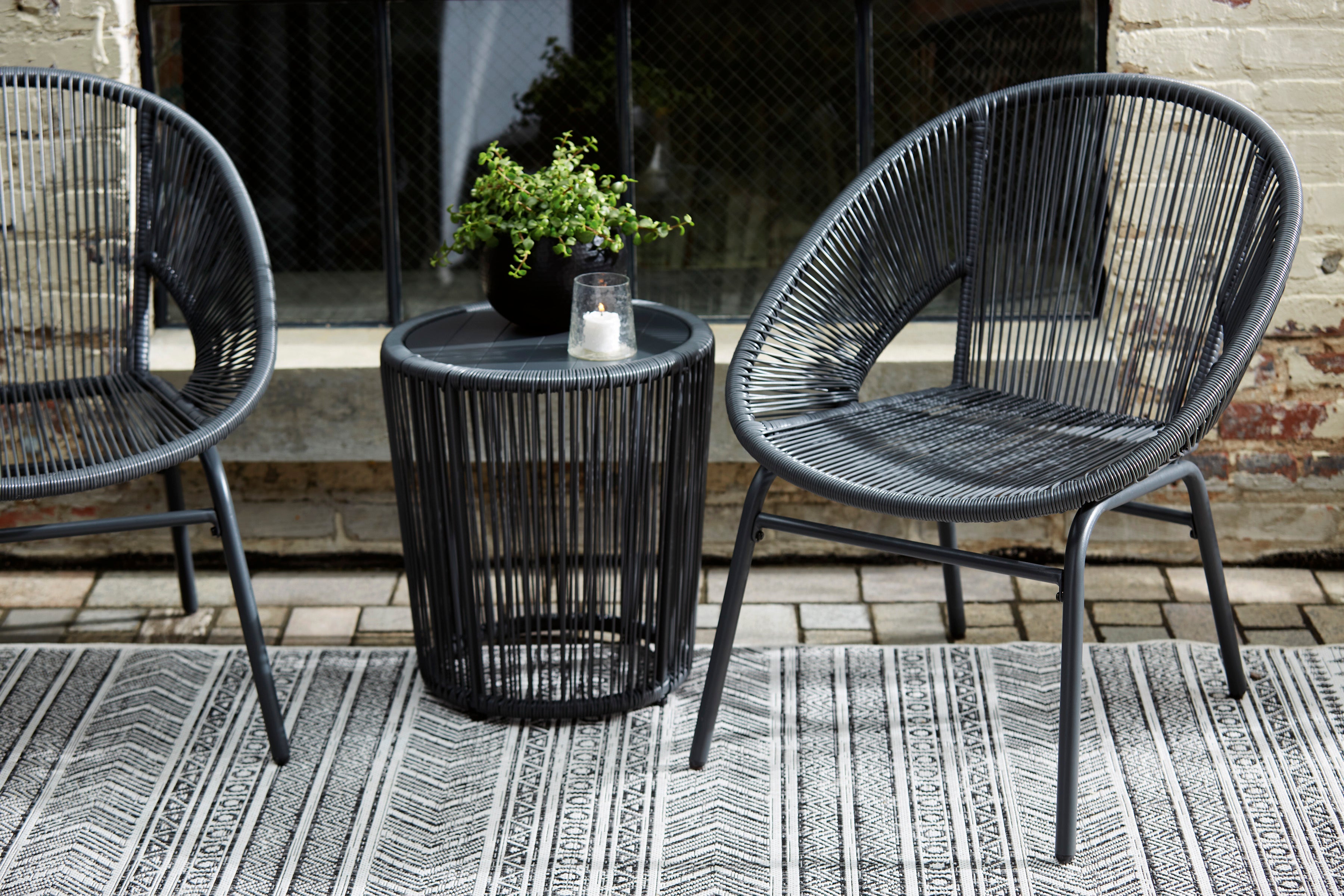 Premium Cape Cod Black Outdoor Patio Furniture Set - Durable Wicker Dining Chairs & Table for Backyard, Garden, Poolside or Deck (6-Piece) | Perfect for Summer BBQs, Family Gatherings & Outdoor Entertaining