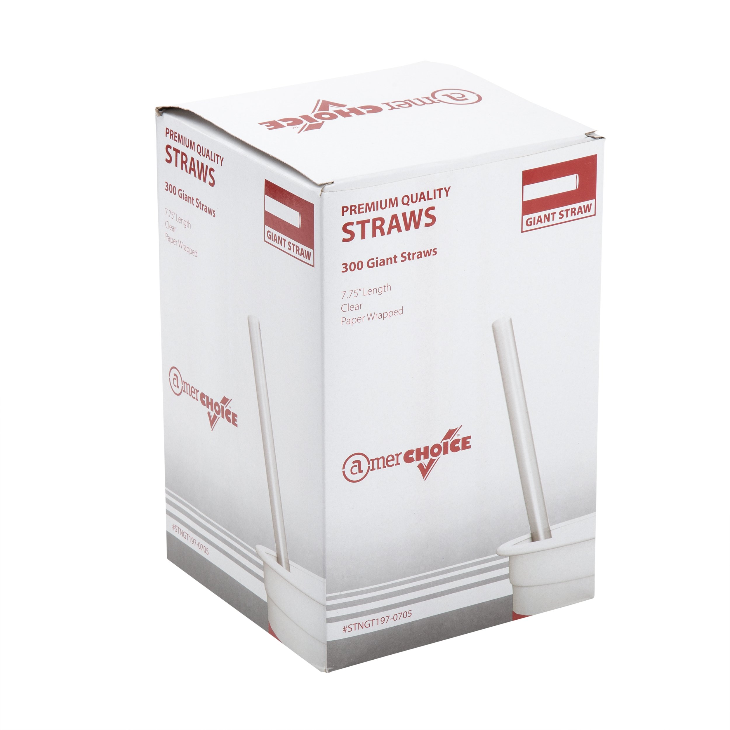 AmerCare 7.75 Inch Giant Clear Disposable Paper Straws - Bulk Pack of 7200 Straws for Parties, Restaurants & Eco-Friendly Drinking - Biodegradable & Plastic-Free