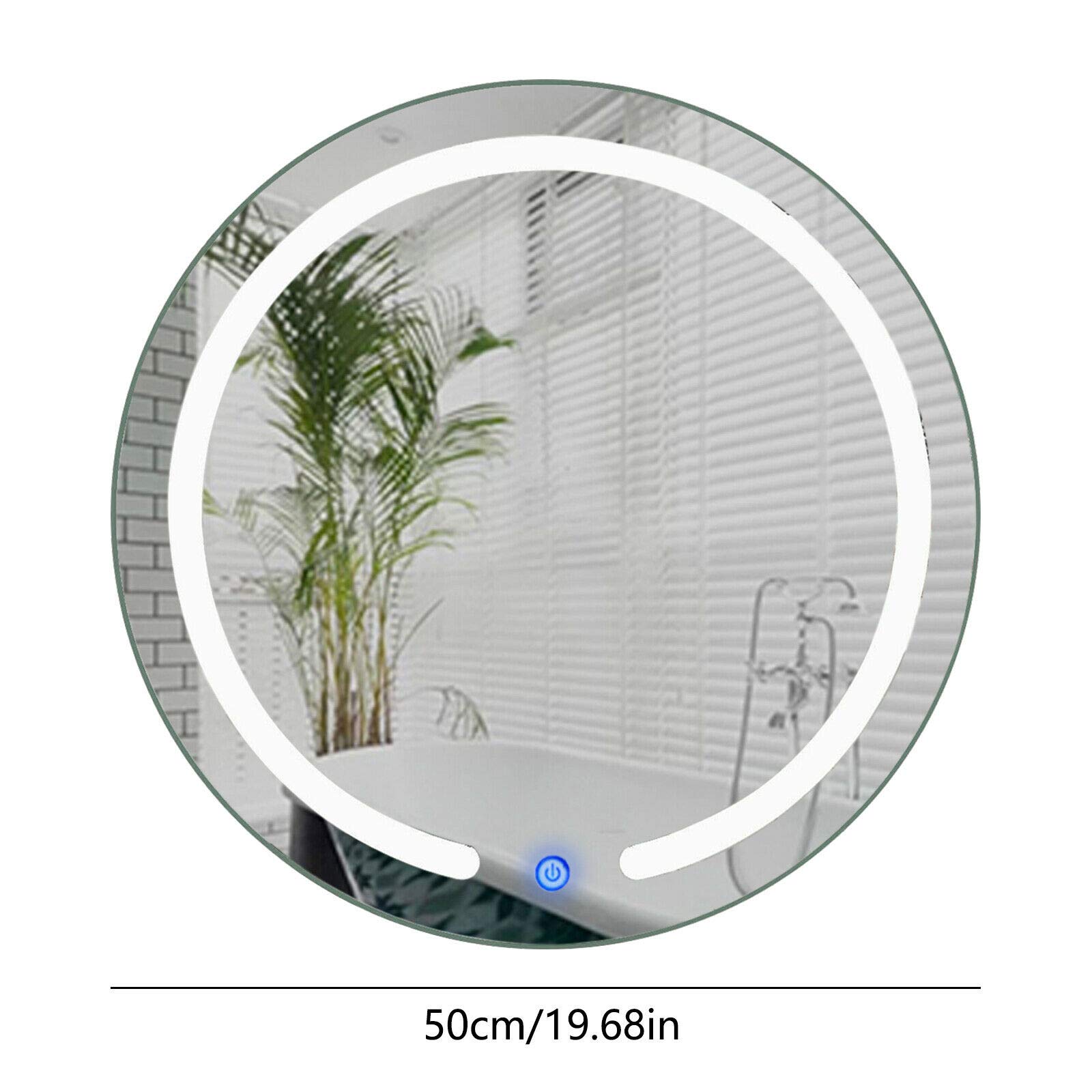 Gdrasuya 10/20 Inch Round LED Bathroom Mirror with Touch Button - Wall Mounted Vanity Makeup Mirror with Adjustable Lighting for Bathroom, Bedroom & Dressing Room
