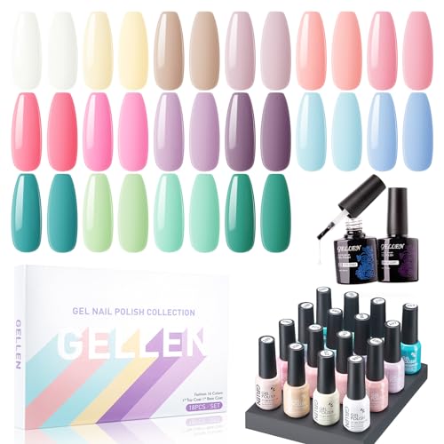 GL18-12 - white, yellow, brown, purple, peach, pink, blue, and green tones
