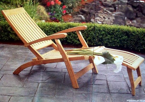 Premium Teak Multi-Position Steamer Lounger Chair - Adjustable Outdoor Patio Furniture for Poolside, Beach & Garden Relaxation