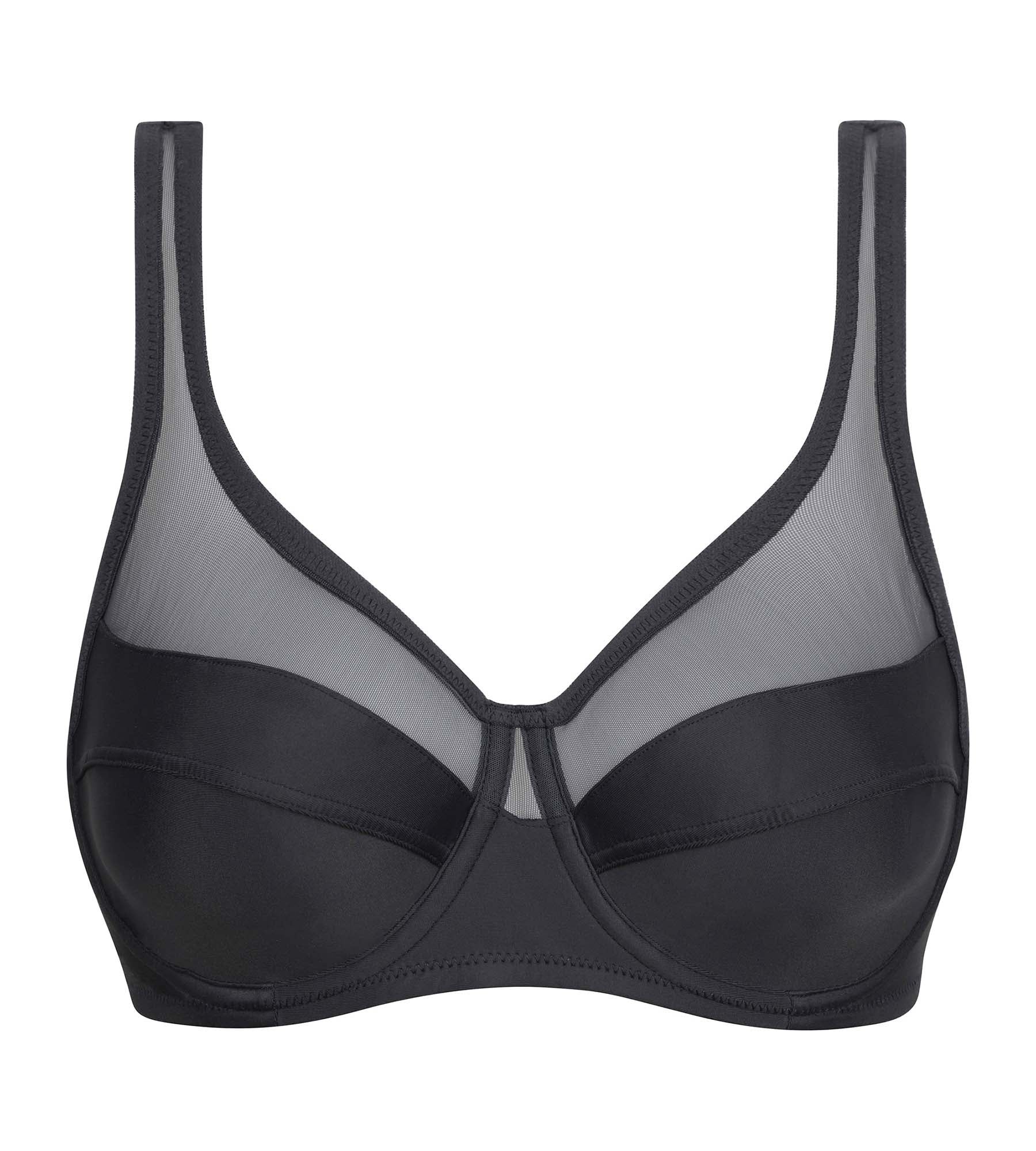 Dim Generous Full Coverage Microfiber & Tulle Underwire Bra - Grey | Comfortable Support for Everyday Wear & Special Occasions