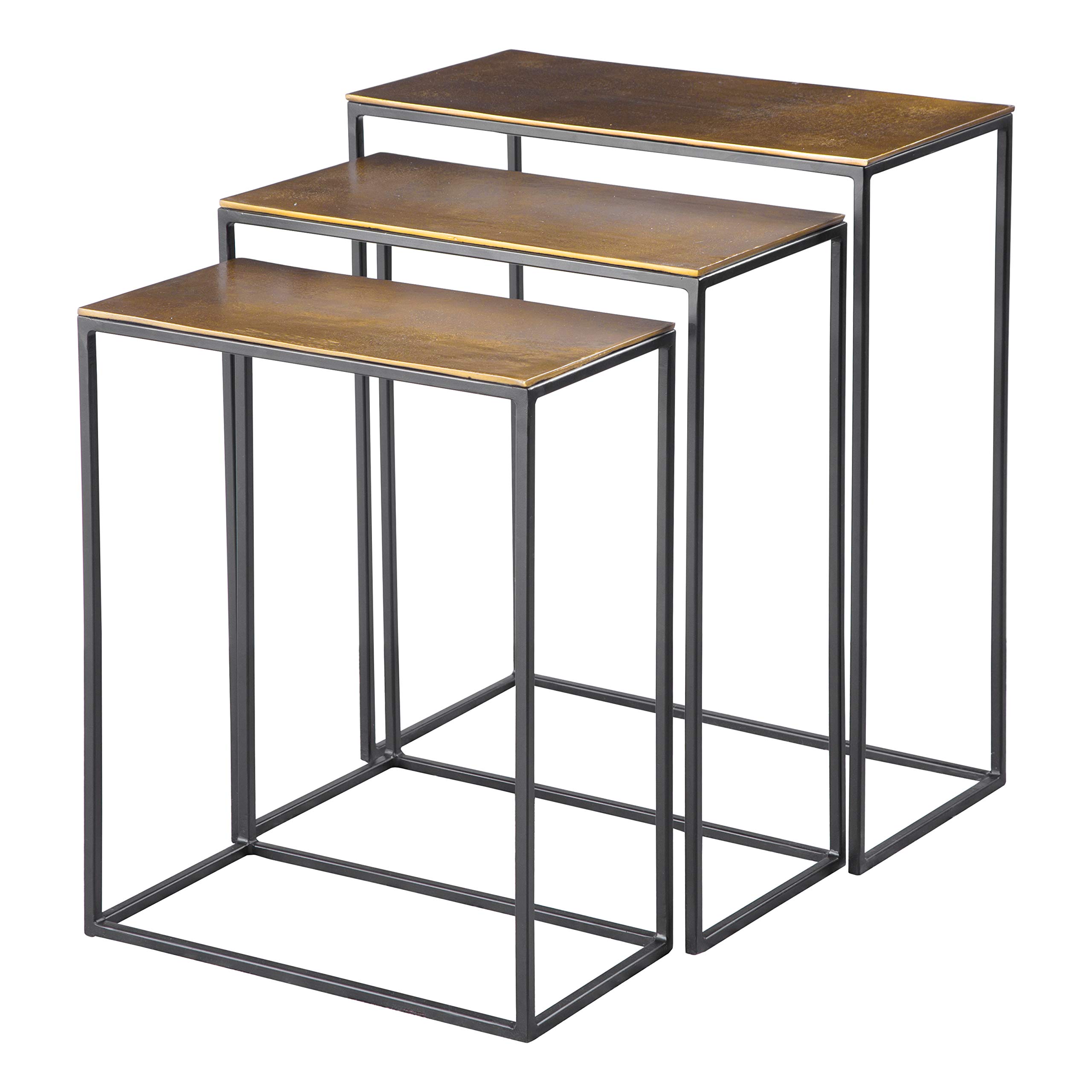 Coreene Gold Nesting Tables Set of 3 - Modern Side End Tables for Living Room, Bedroom, Office - Space Saving Stackable Accent Tables
