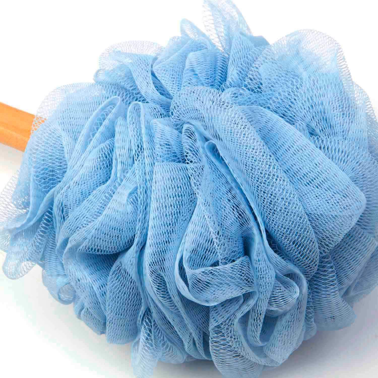 Adaamya® Unisex Long Handle Loofah Sponge Back Scrubber - Exfoliating Mesh Pouf Shower Brush for Bath & Body Care - Perfect for Spa, Massage and Deep Cleansing (Random Color, 1 Piece) - Ideal for Shower, Bathroom & Home Spa Relaxation