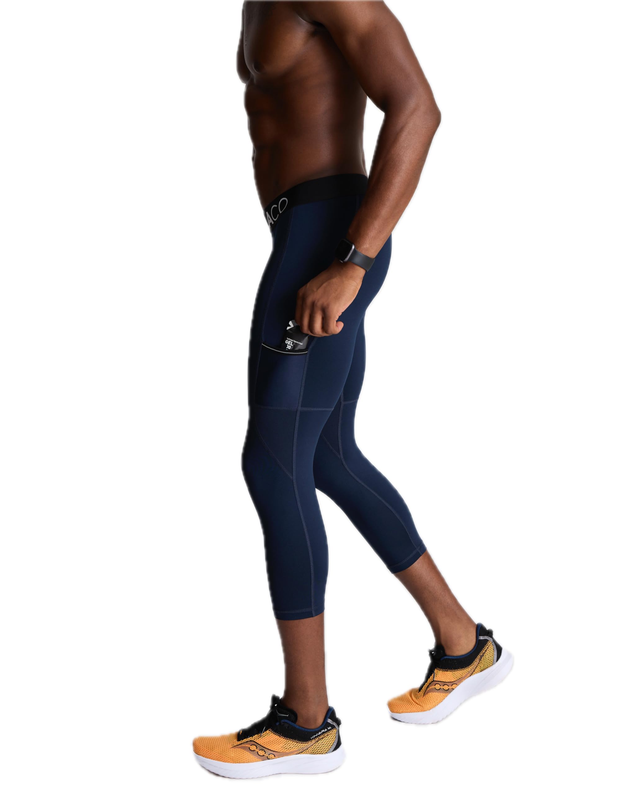 WOLACO Fulton Men's 3/4 Compression Pants - Athletic Baselayer Running Tights for Workout & Training - Moisture-Wicking Gym Leggings for Jogging, Yoga & Outdoor Sports