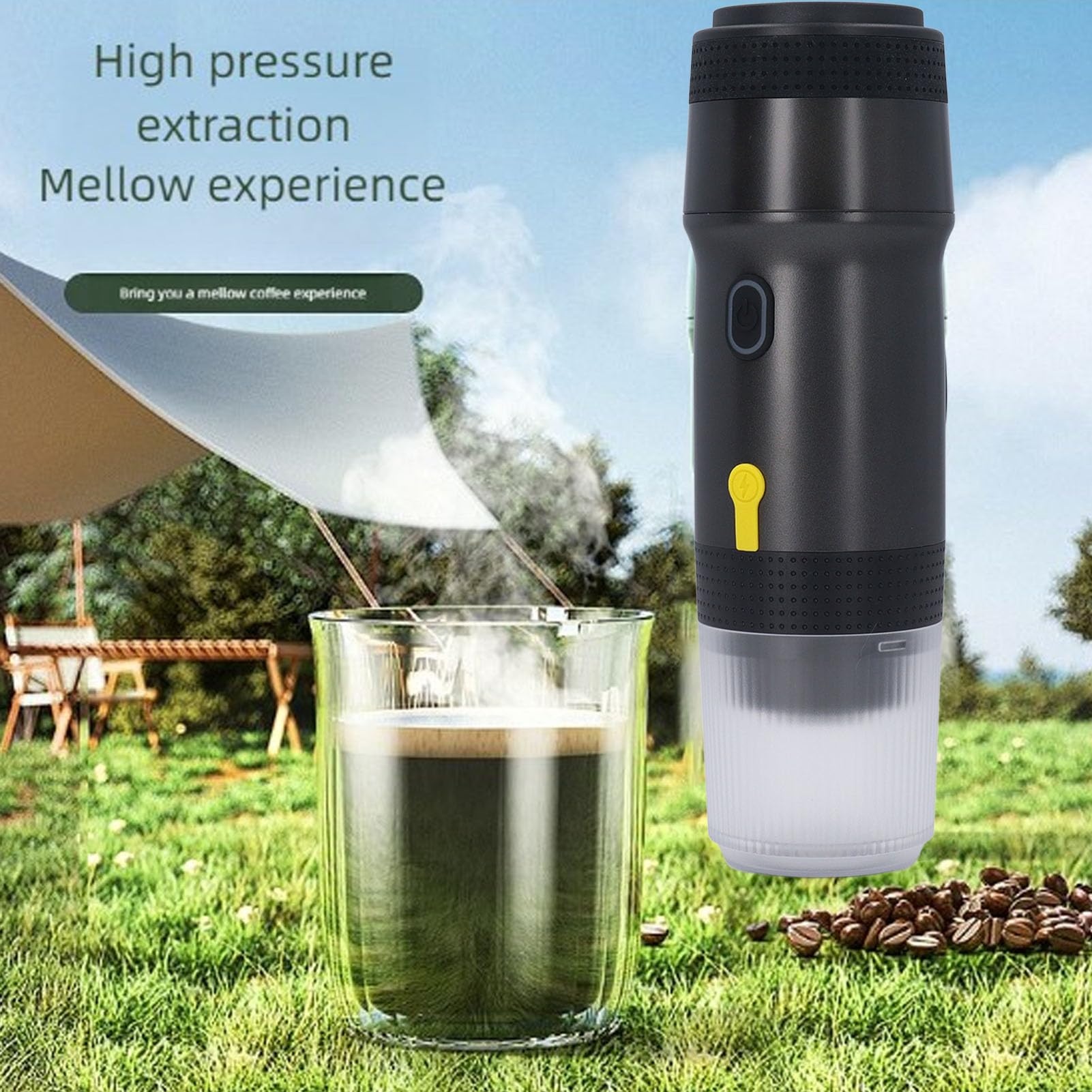 ASixxSix Portable Espresso Machine - 20Bar Self-Heating Cordless Travel Coffee Maker for Nespresso Capsules & Ground Coffee | Electric Mini Coffee Machine for Camping, Office & Road Trips