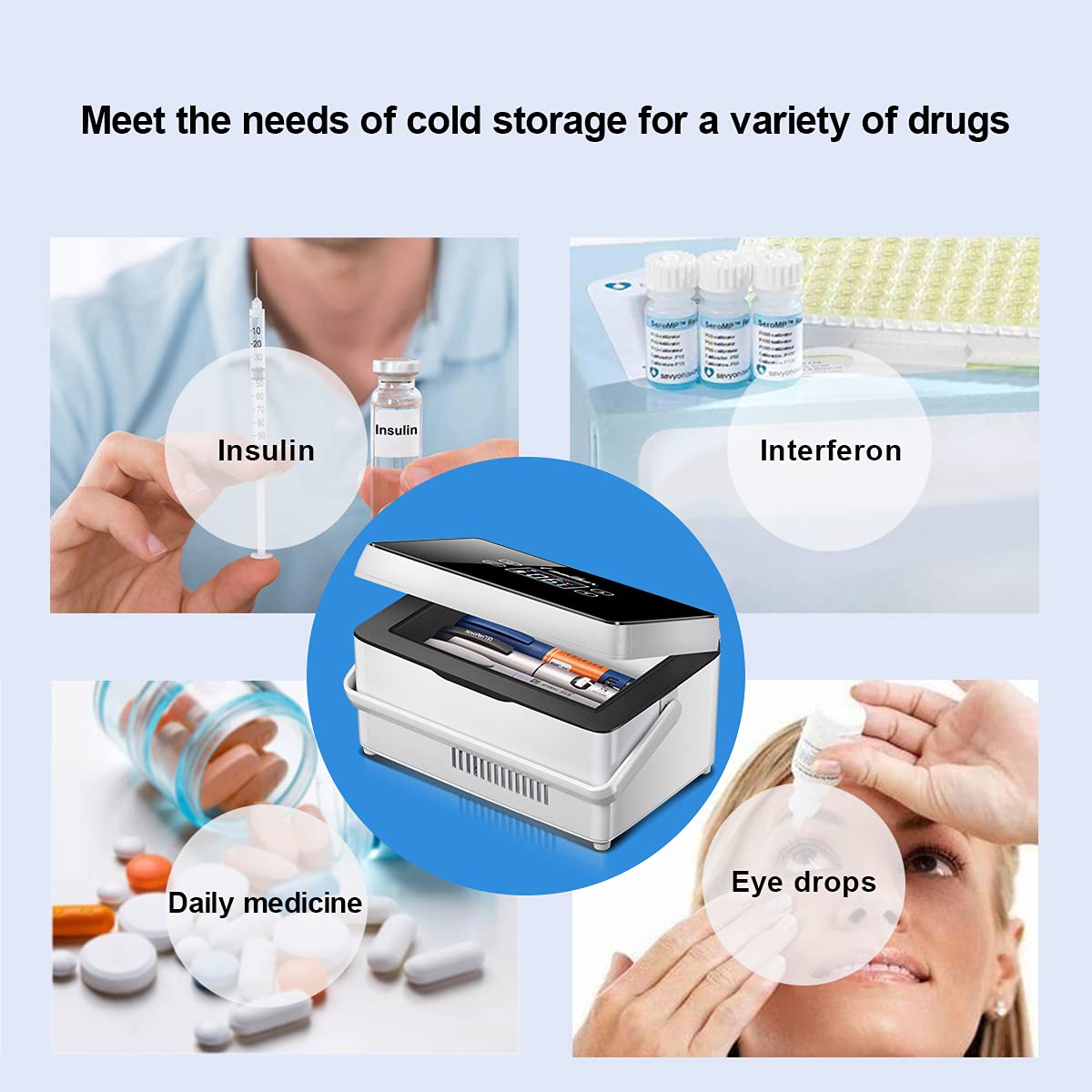 Upgraded Insulin Cooler Case - Portable Diabetic Cooler Box with Temperature Alarm & USB Charger, Mini Medical Refrigerator Maintains 2-8℃ for Travel, Home & Emergency Use