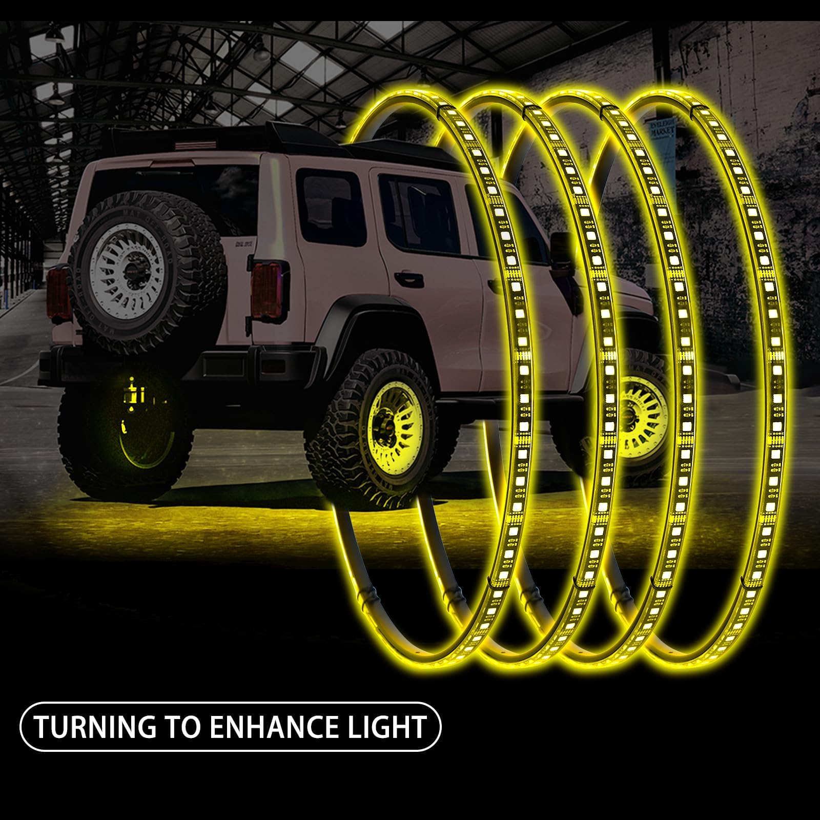 15.5 Inch LED Wheel Ring Lights - RGB Color Changing Rim Lights for Trucks, Cars & Pickups (Fits 18