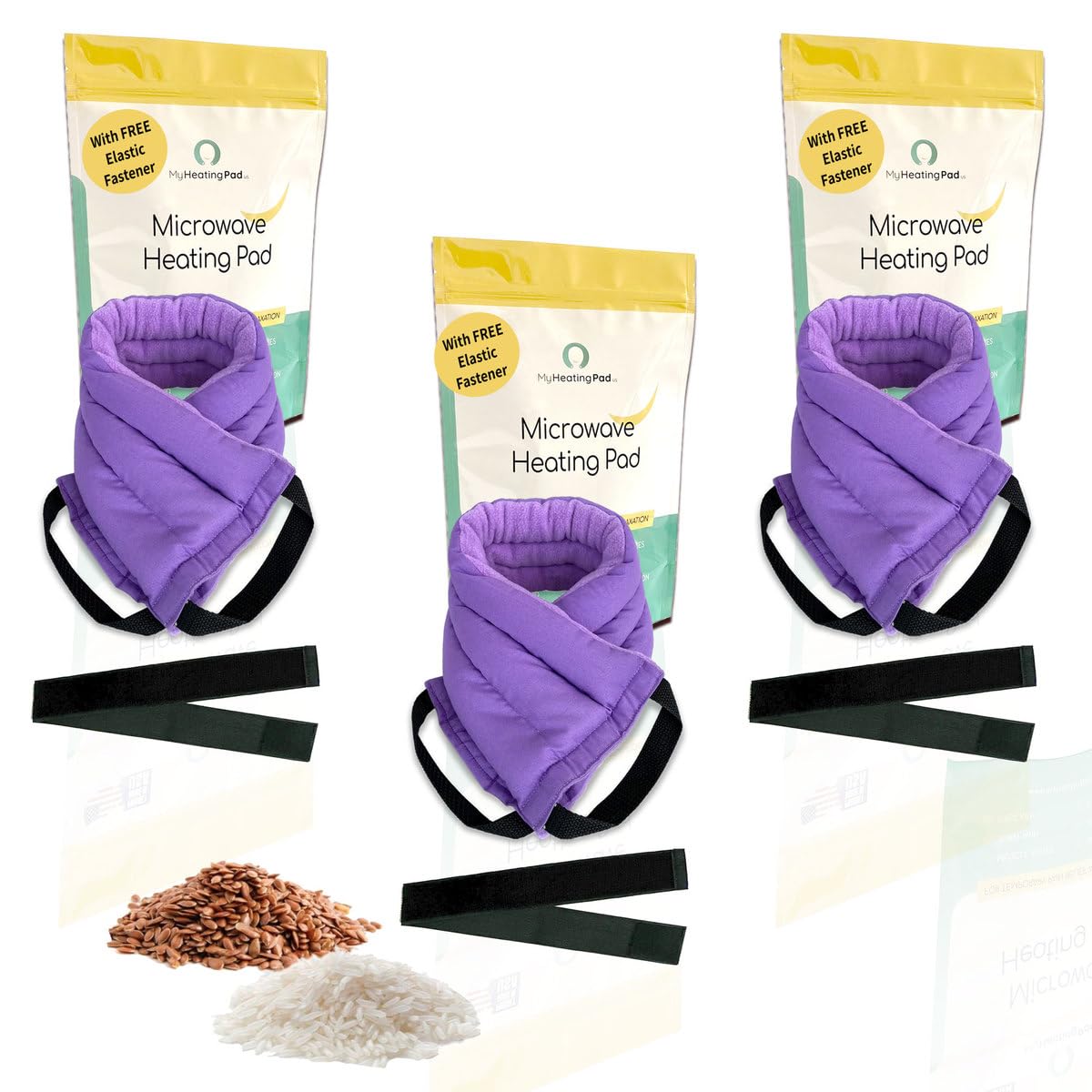 Microwave Heating Pads for Pain Relief - Moist Heat Therapy for Back, Neck & Shoulder Pain - Reusable Hot Pack for Muscle, Joint & Cramp Relief - 3-Pack Purple - Perfect for Home, Office & Travel Use