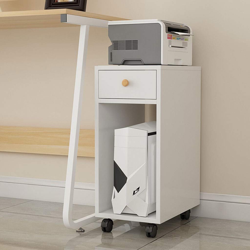 UNNS Wooden Printer Stand for Office - 10.6 x 15.7 x 27.6 Inches Laser Printer & Copier Stand with Locking Casters, White - Perfect for Home Office, Small Business & Workspace Organization