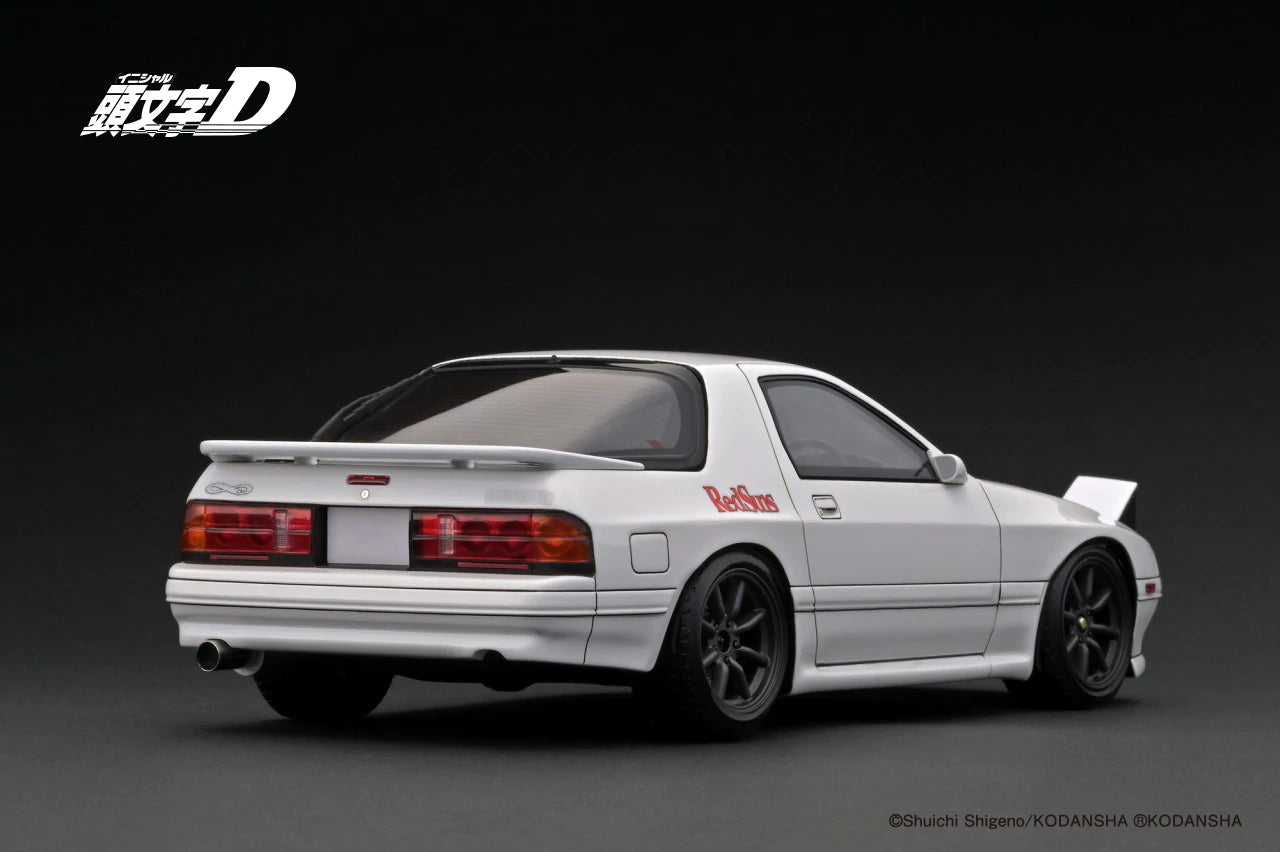 1:18 Scale Initial D Mazda Savanna RX-7 FC3S Infini White Diecast Model Car - Anime Inspired Collectible for Display & Racing Fans