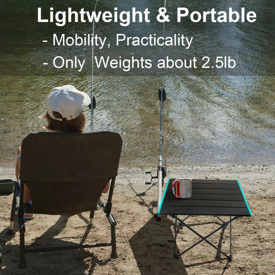 Portable Lightweight Aluminum Folding Camping Table with Carry Bag - Perfect for Outdoor Picnics, Beach Trips, Backpacking & Tailgating Parties