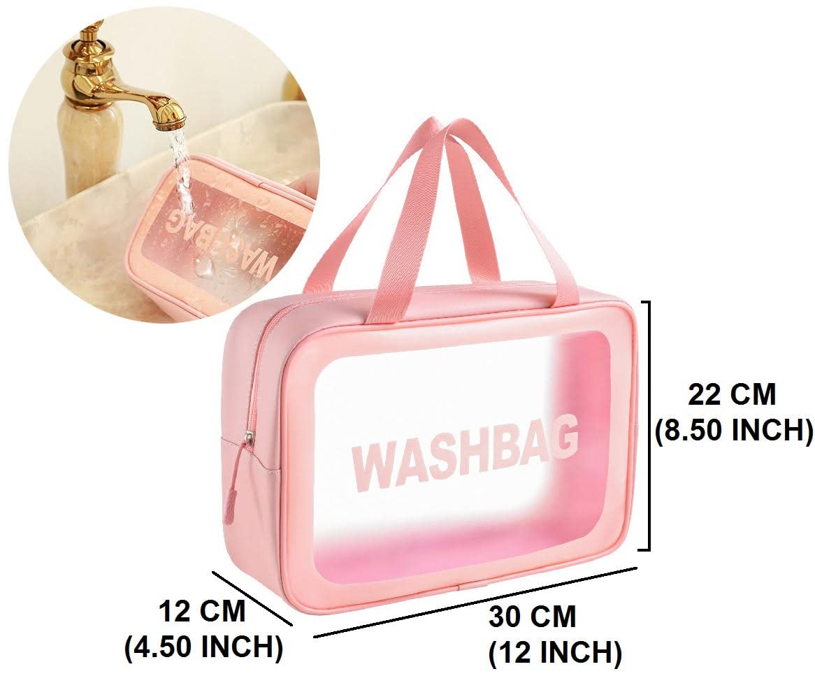 Bluwings Waterproof Hanging Toiletry Bag for Travel - Portable Cosmetic Organizer Pouch with Premium Zipper for Women & Men (Pink) | Ideal for Camping, Gym, Beach & Business Trips