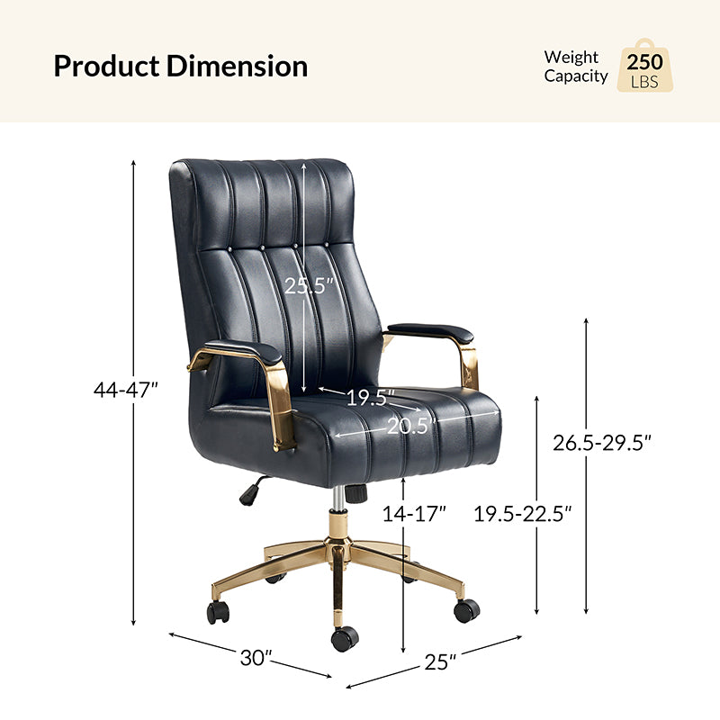 Premium Conelius Leather Ergonomic Executive Office Chair - High Back Adjustable Swivel Chair with Lumbar Support for Home & Office Workspace, Perfect for Long Hours Sitting Comfort