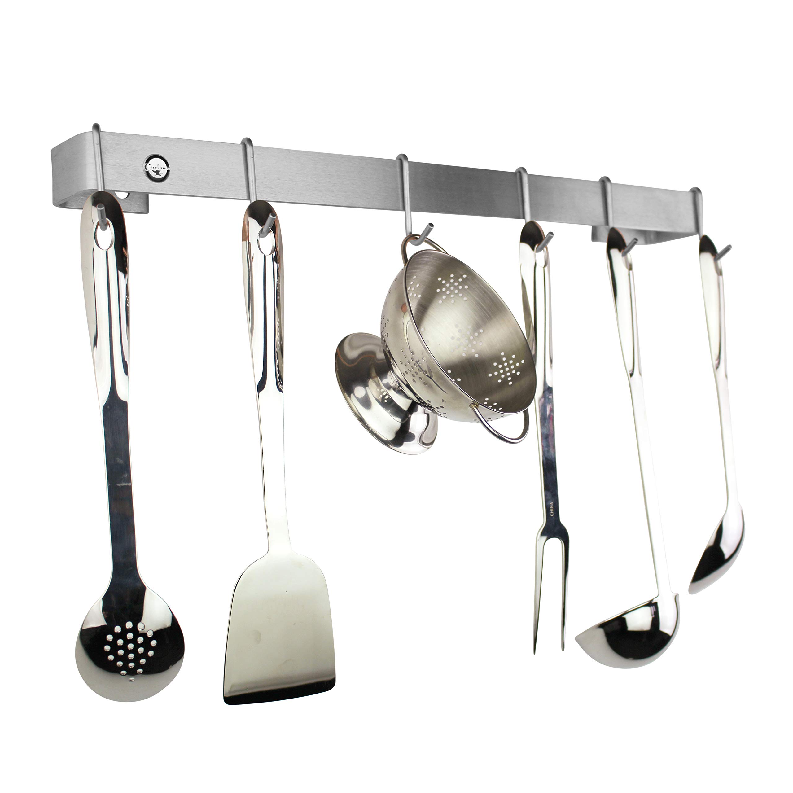 Enclume Premier 36-Inch Stainless Steel Wall Mounted Pot Rack & Utensil Organizer - Perfect for Kitchen Storage, Space Saving & Easy Access to Cookware