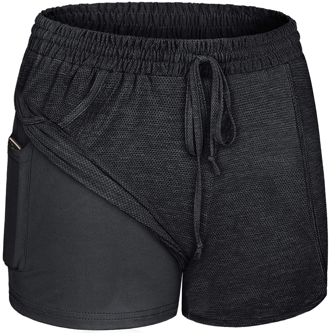 BLEVONH Women's 2-in-1 Yoga Running Shorts with Pockets - High Waist Athletic Workout Shorts for Yoga, Gym, Running - Sizes S-3XL - Perfect for Yoga, Jogging, Gym & Casual Wear