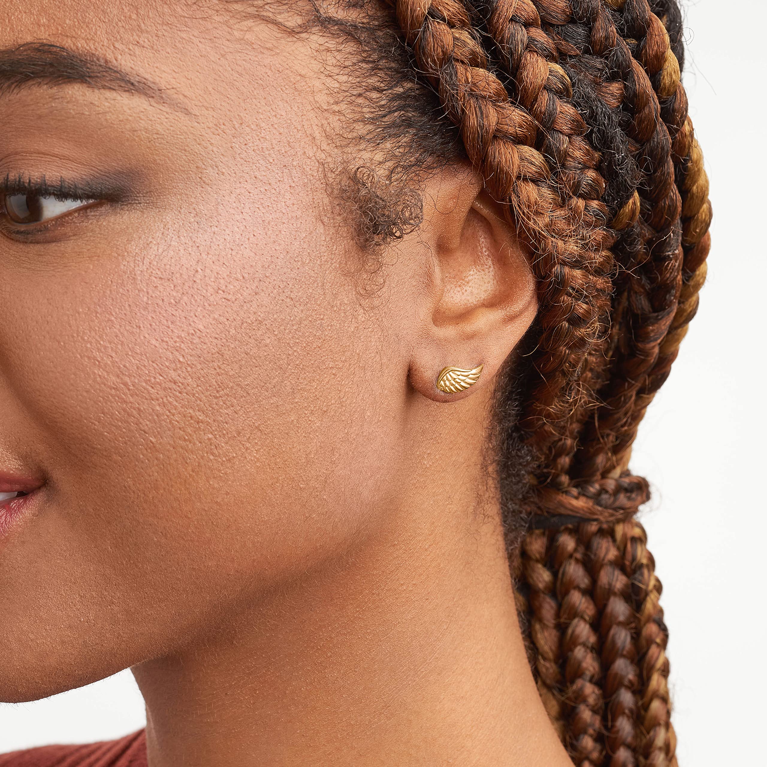 MORGAN & PAIGE .925 Sterling Silver Angel Wing Stud Earrings for Women - 14K Rose Gold/18K Yellow Gold/Rhodium Plated Hypoallergenic Jewelry - Perfect for Gifts, Everyday Wear & Special Occasions
