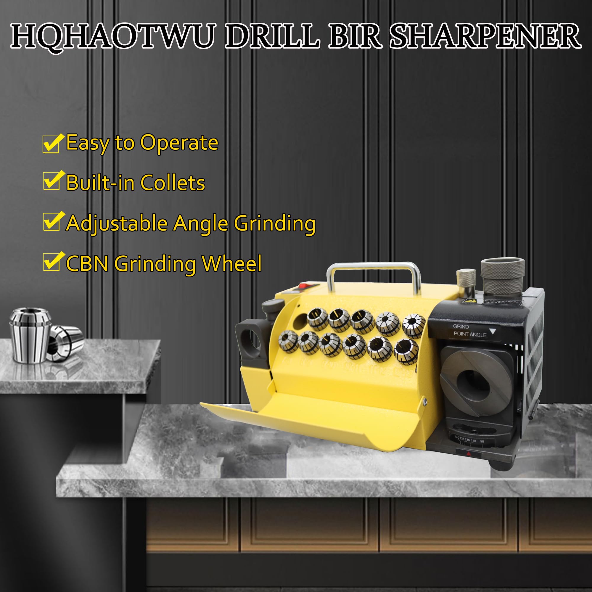 Industrial Drill Bit Grinding Machine - 3-13mm Drill Bit Sharpener & Grinder with 13A Motor | Perfect for Metalworking, Woodworking & DIY Projects