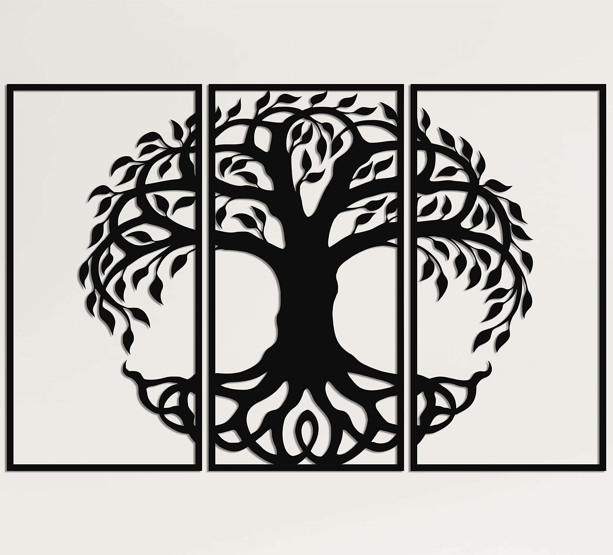 DEKADRON Tree of Life Metal Wall Art - 3 Panel Family Tree Sign for Home Decor (43