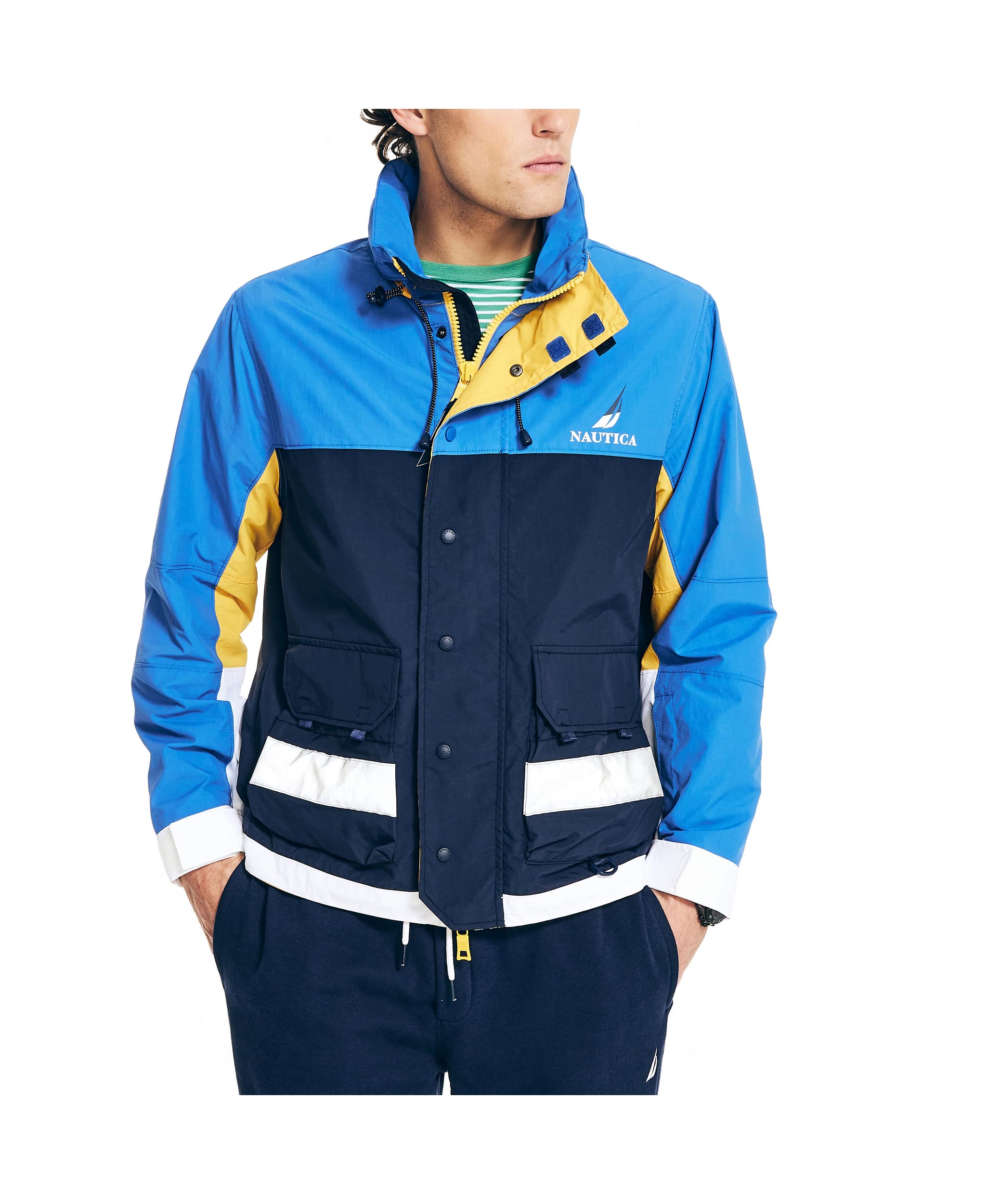 Nautica Men's Waterproof Sailing Jacket - Windproof Lightweight Outdoor Coat for Boating, Fishing & Coastal Adventures