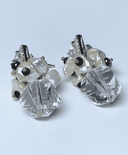 Elegant Clear Crystal Quartz Wedding Earrings - Sterling Silver with Black Spinel Post Stud Earrings for Brides, Bridesmaids & Formal Occasions