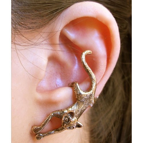 Bronze Crawling Cat Ear Cuff - Non-Pierced Cat Earring Wrap | Fashion Statement Jewelry for Cat Lovers | Perfect for Parties, Cosplay & Everyday Wear